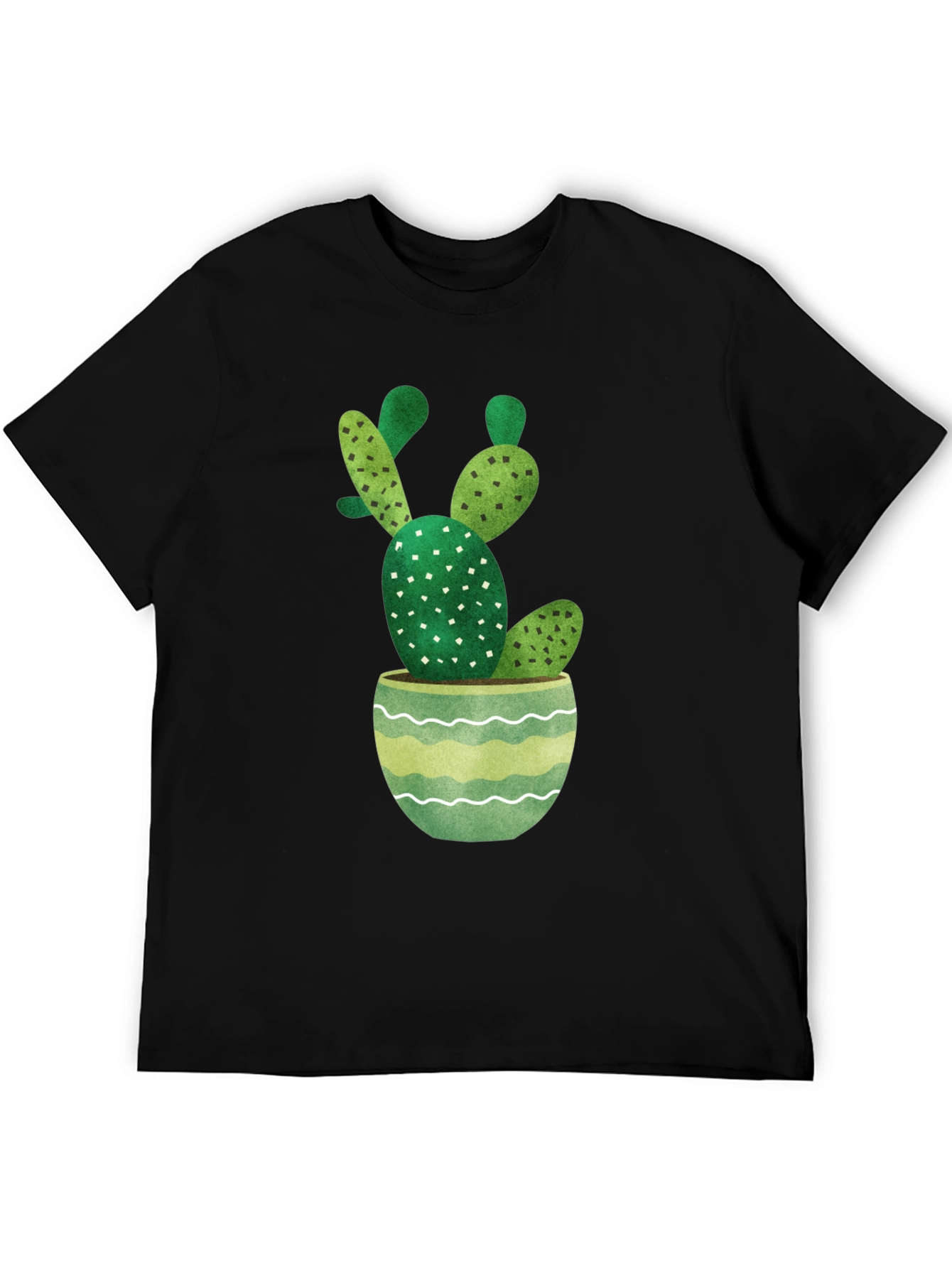 Cactus in Pot Graphic Tee - Stylish Black T-Shirt