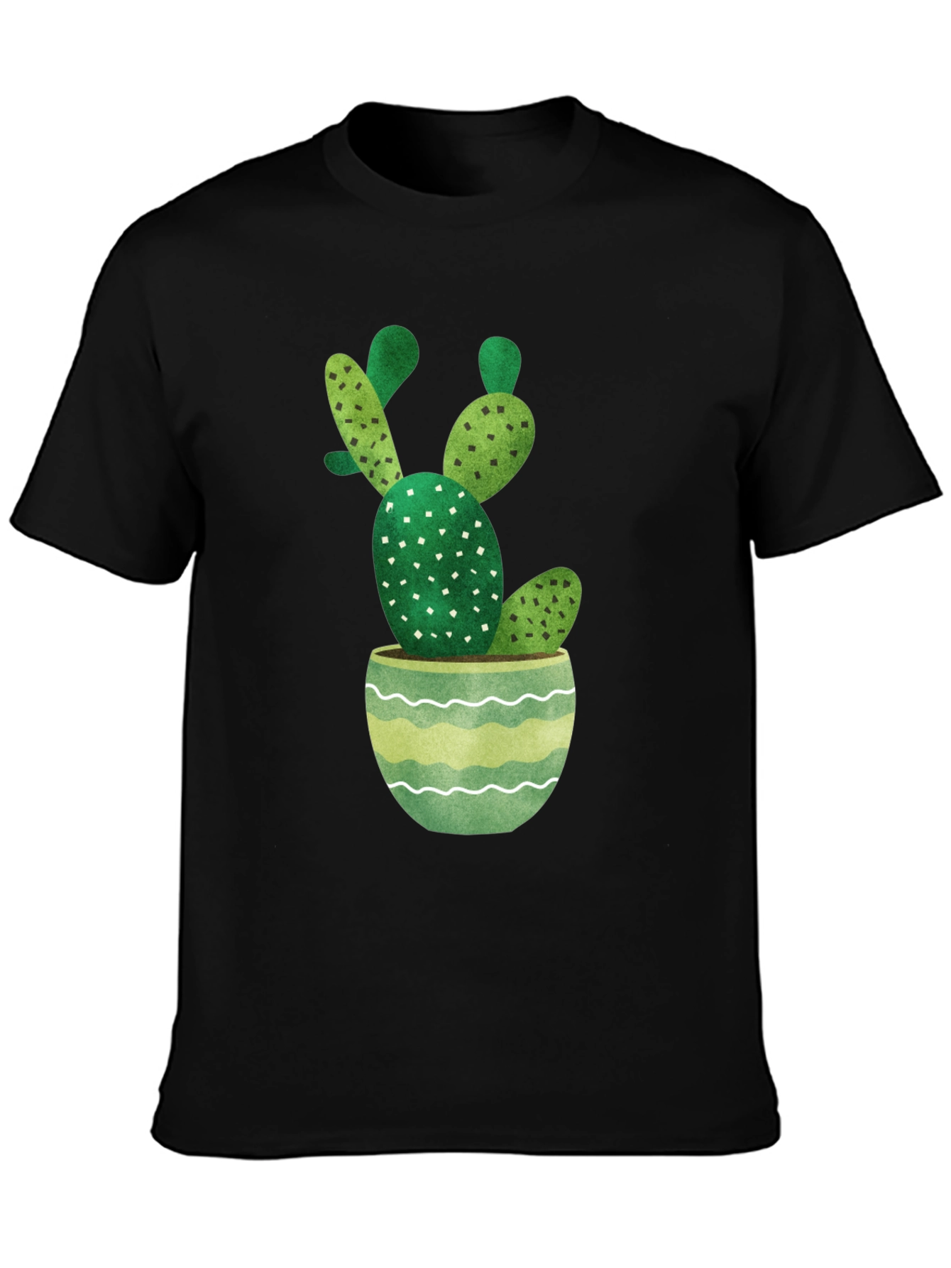 Cactus in Pot Graphic Tee - Stylish Black T-Shirt