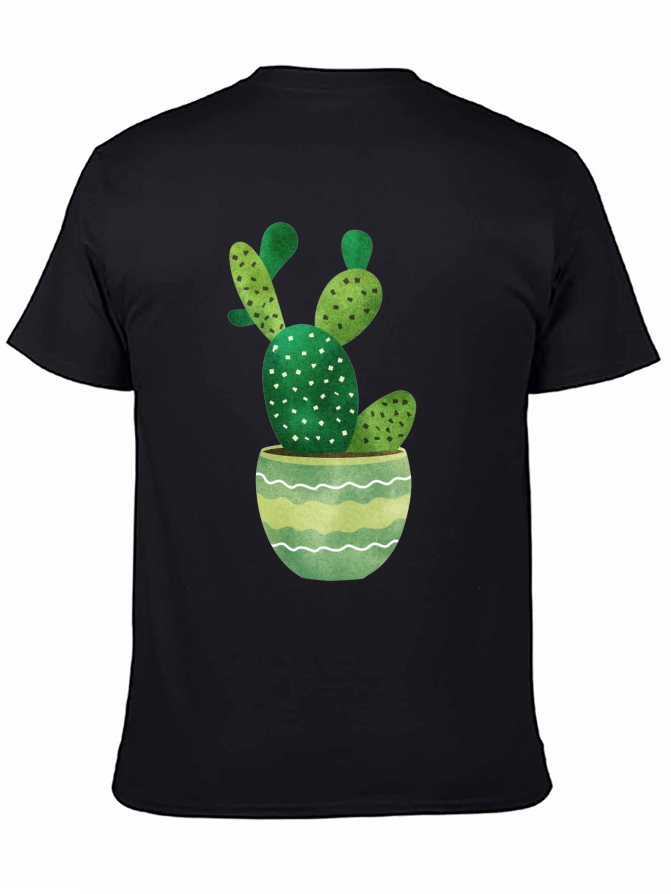 Cactus in Pot Graphic Tee - Stylish Black T-Shirt