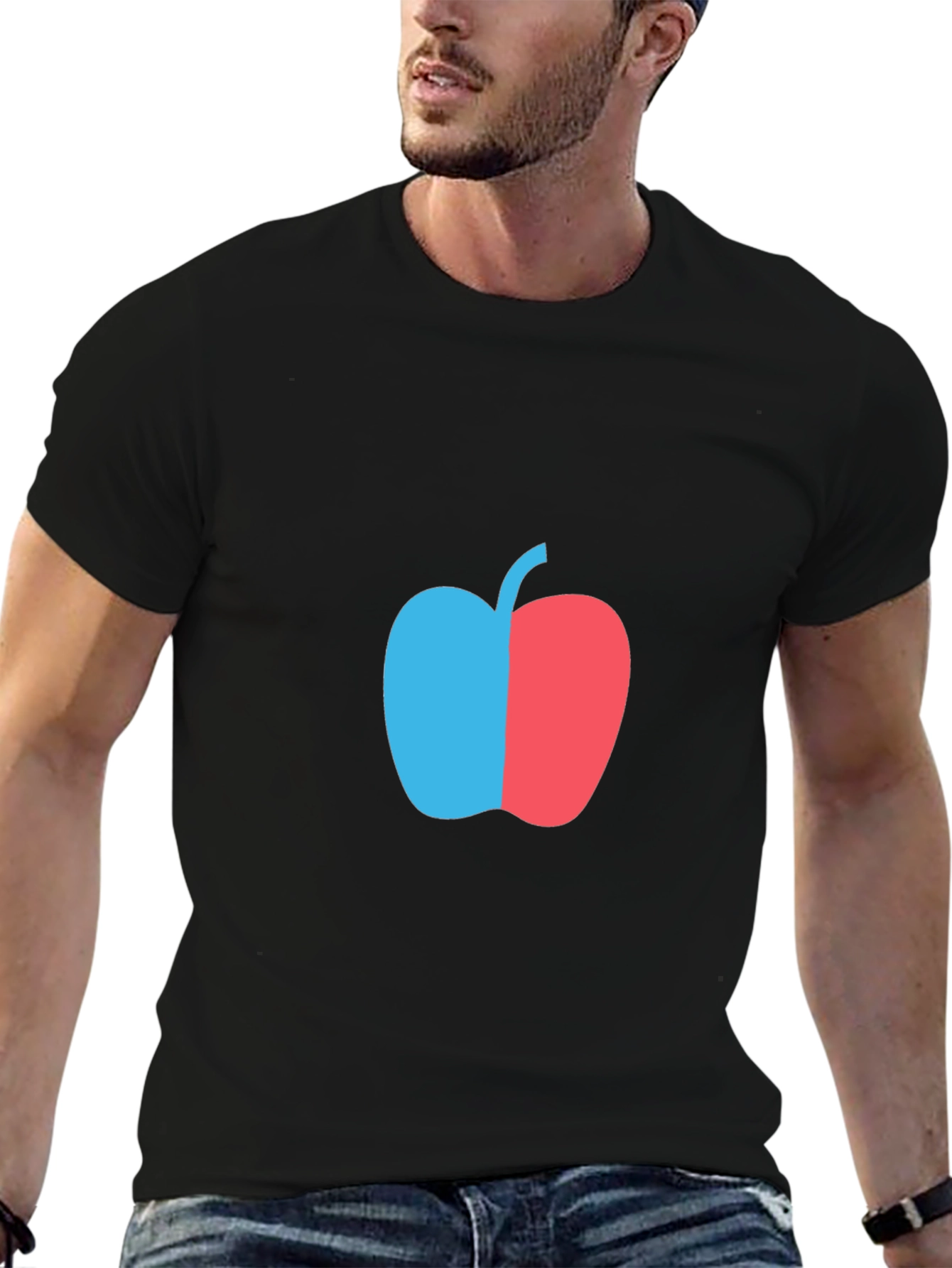 Two-Tone Apple Graphic T-Shirt