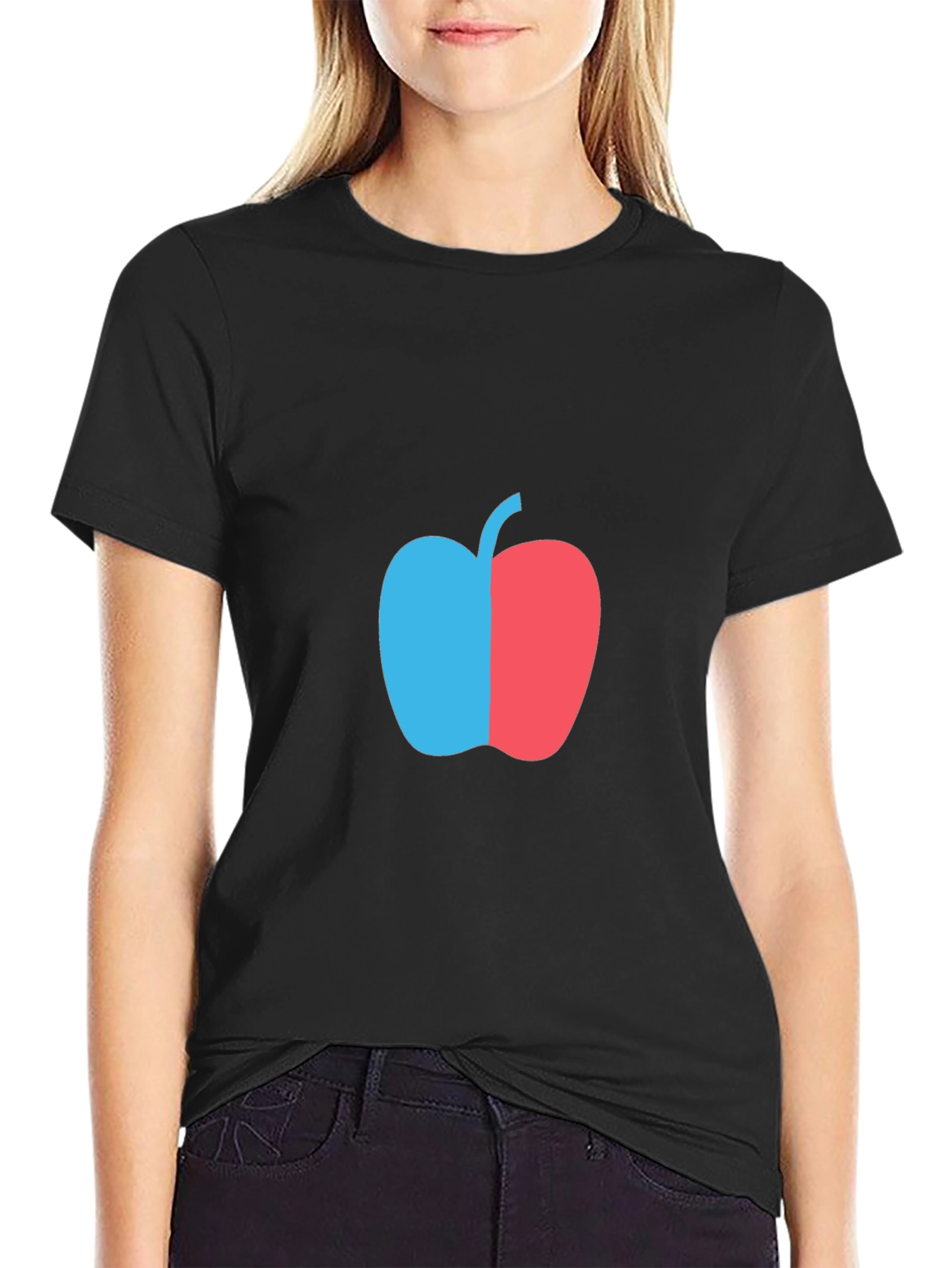Two-Tone Apple Graphic T-Shirt