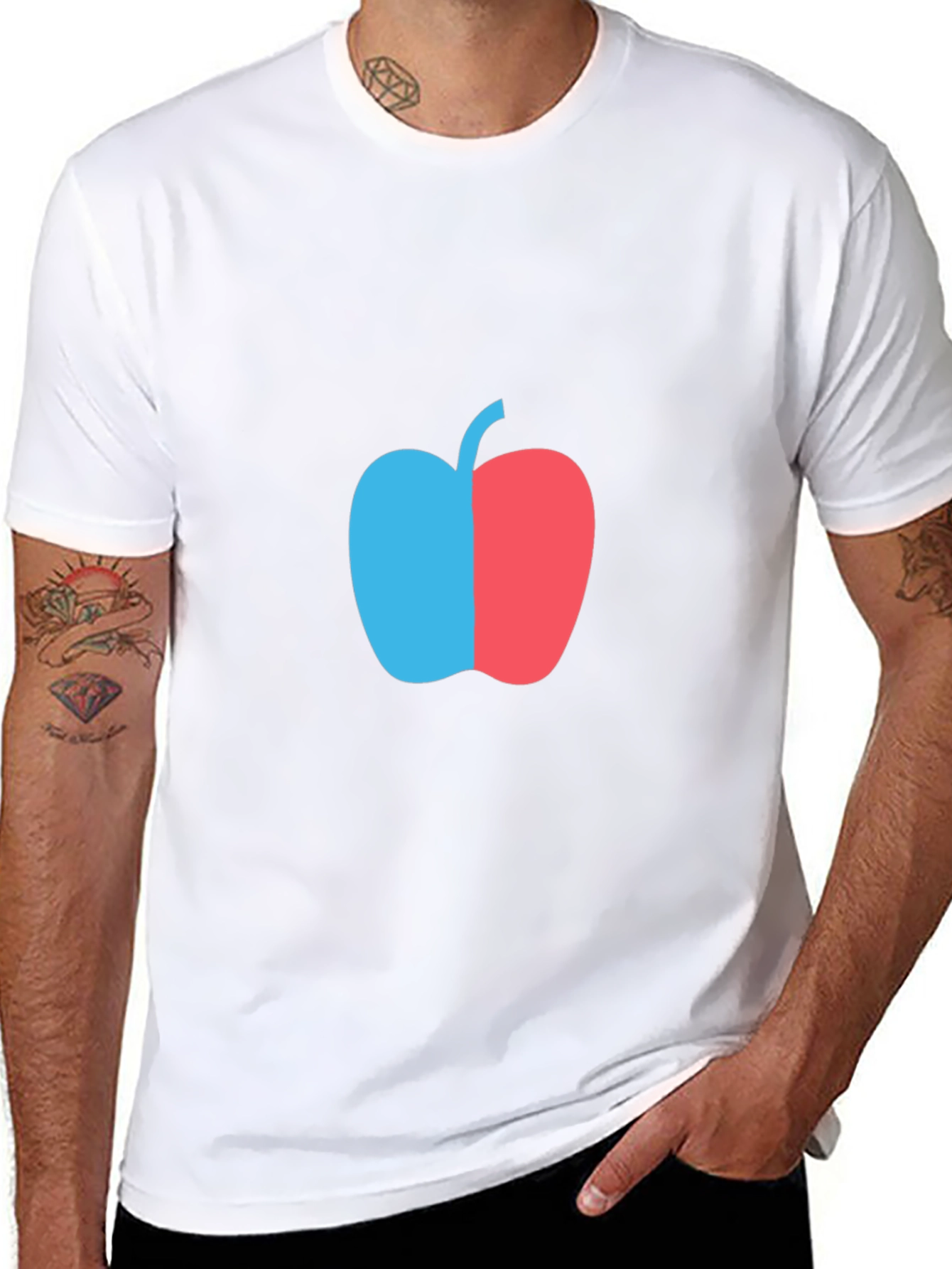 Two-Tone Apple Graphic T-Shirt