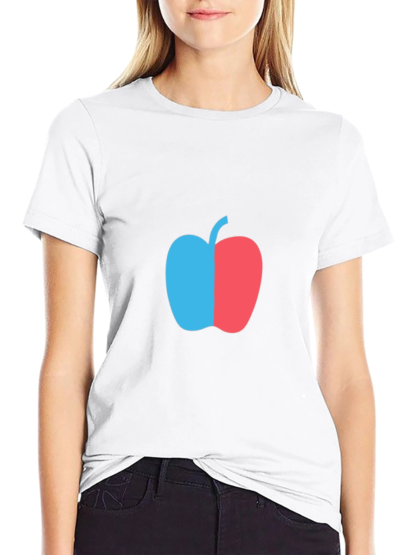 Two-Tone Apple Graphic T-Shirt