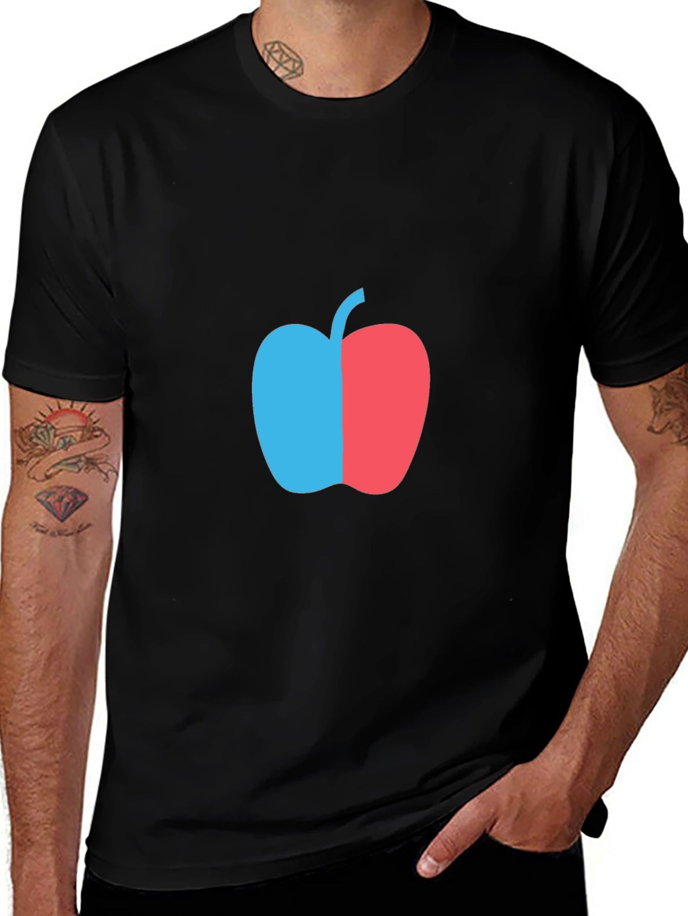 Two-Tone Apple Graphic T-Shirt