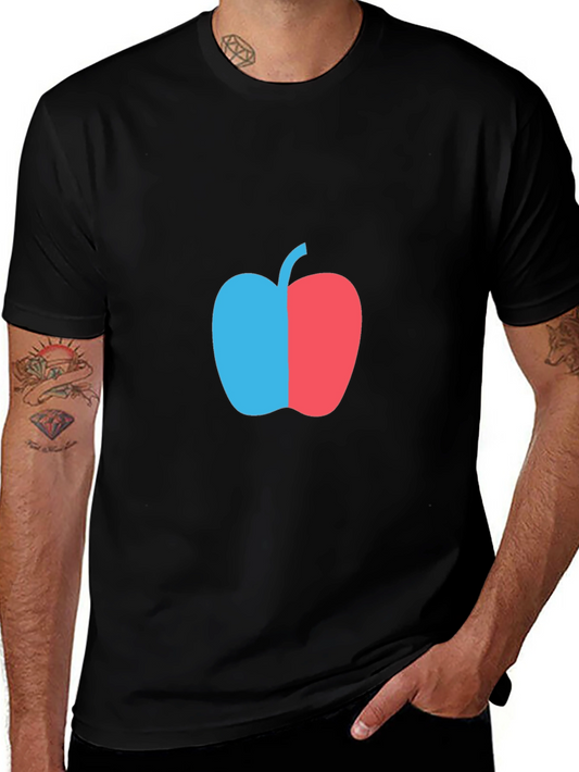 Two-Tone Apple Graphic T-Shirt