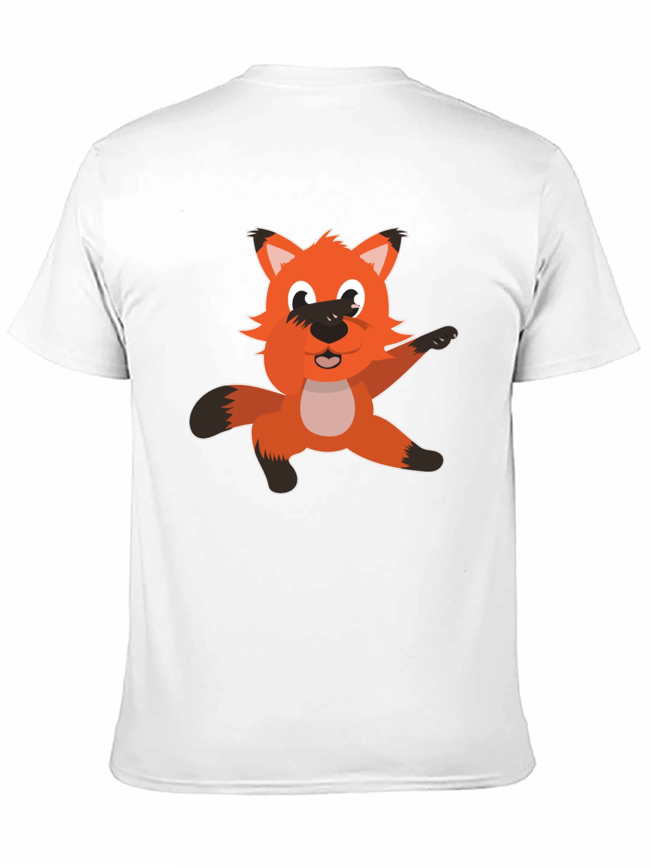 Cartoon Fox Graphic T-Shirt - Black Cotton Tee