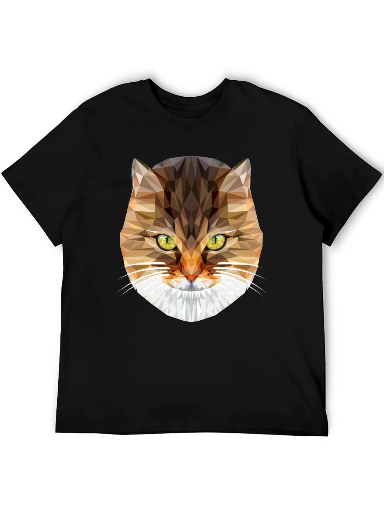 Geometric Cat Face Graphic Tee - Modern Style