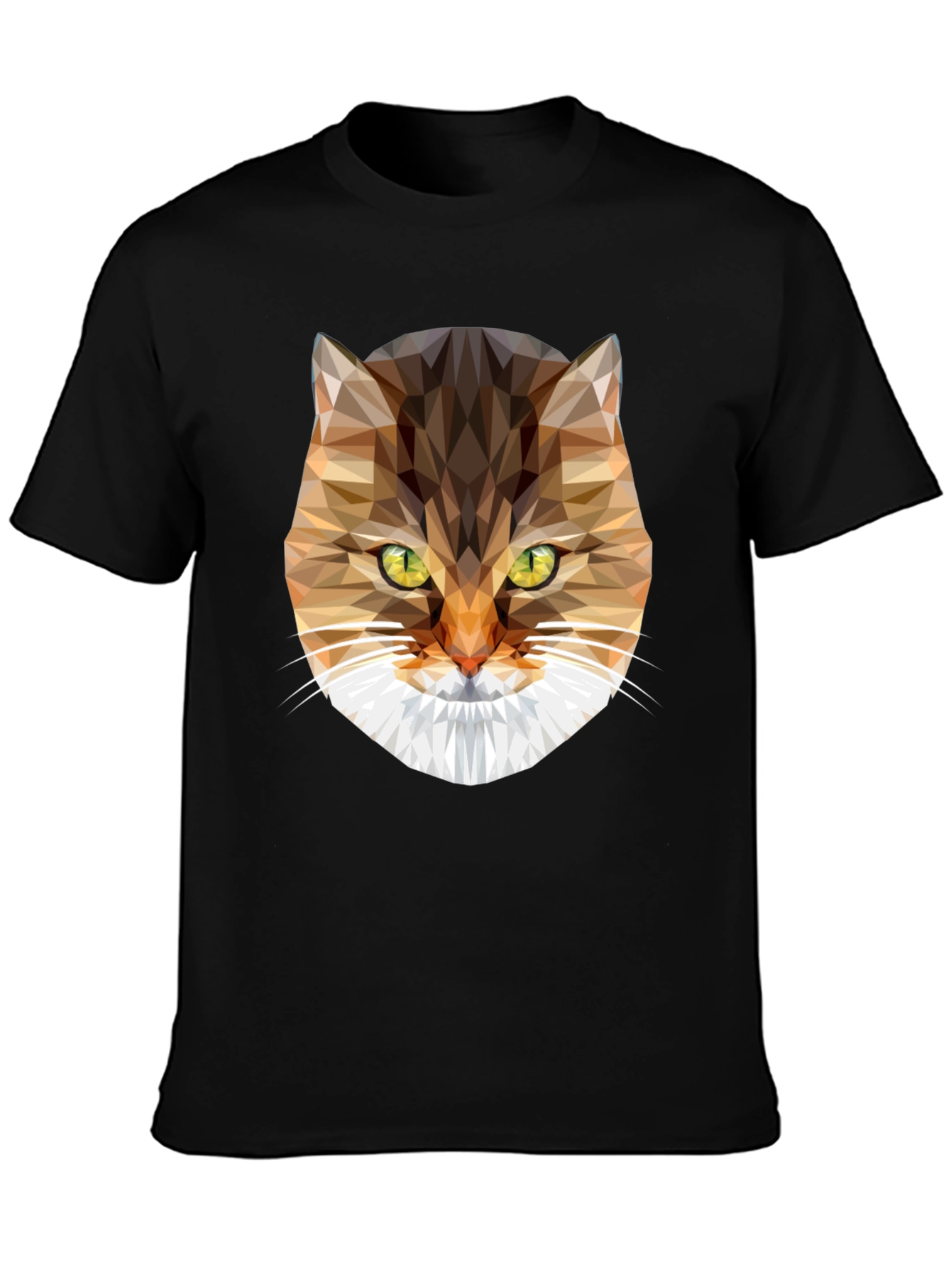 Geometric Cat Face Graphic Tee - Modern Style