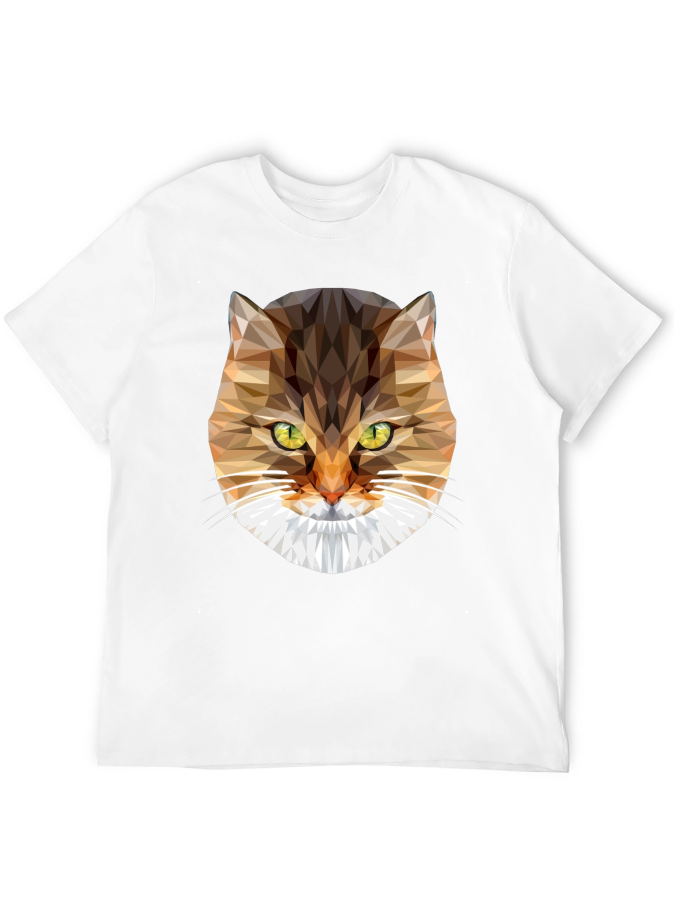 Geometric Cat Face Graphic Tee - Modern Style