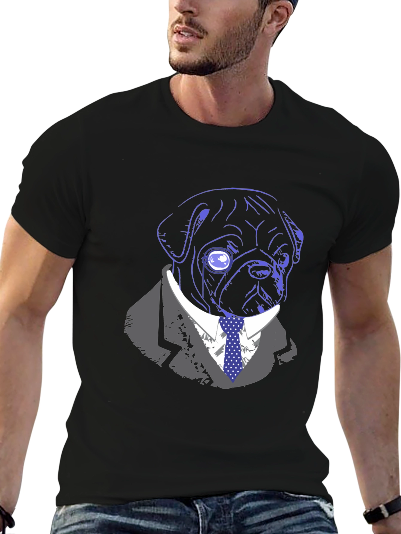 Dapper Dog T-Shirt - Monocle Pug