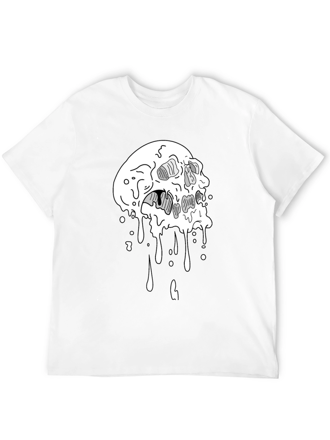 Melting Skull Graphic Tee - Cool Black T-Shirt