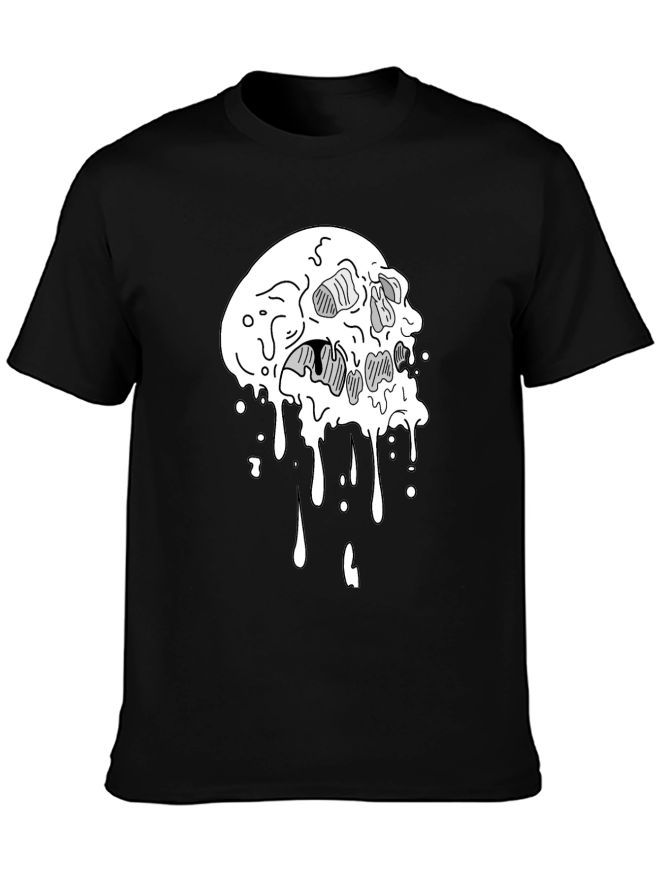 Melting Skull Graphic Tee - Cool Black T-Shirt