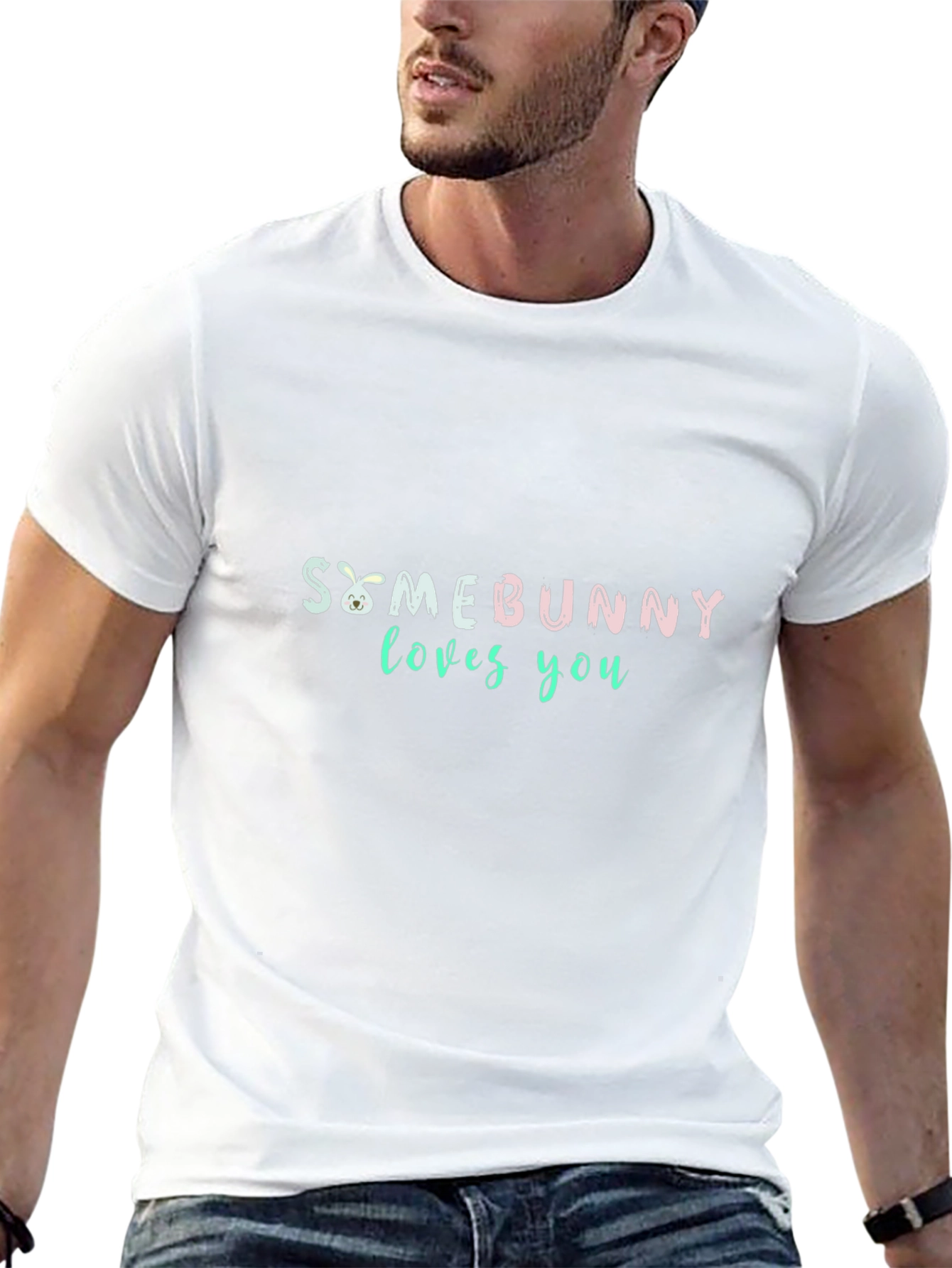 Somebunny Loves You T-Shirt - Black Easter Gift