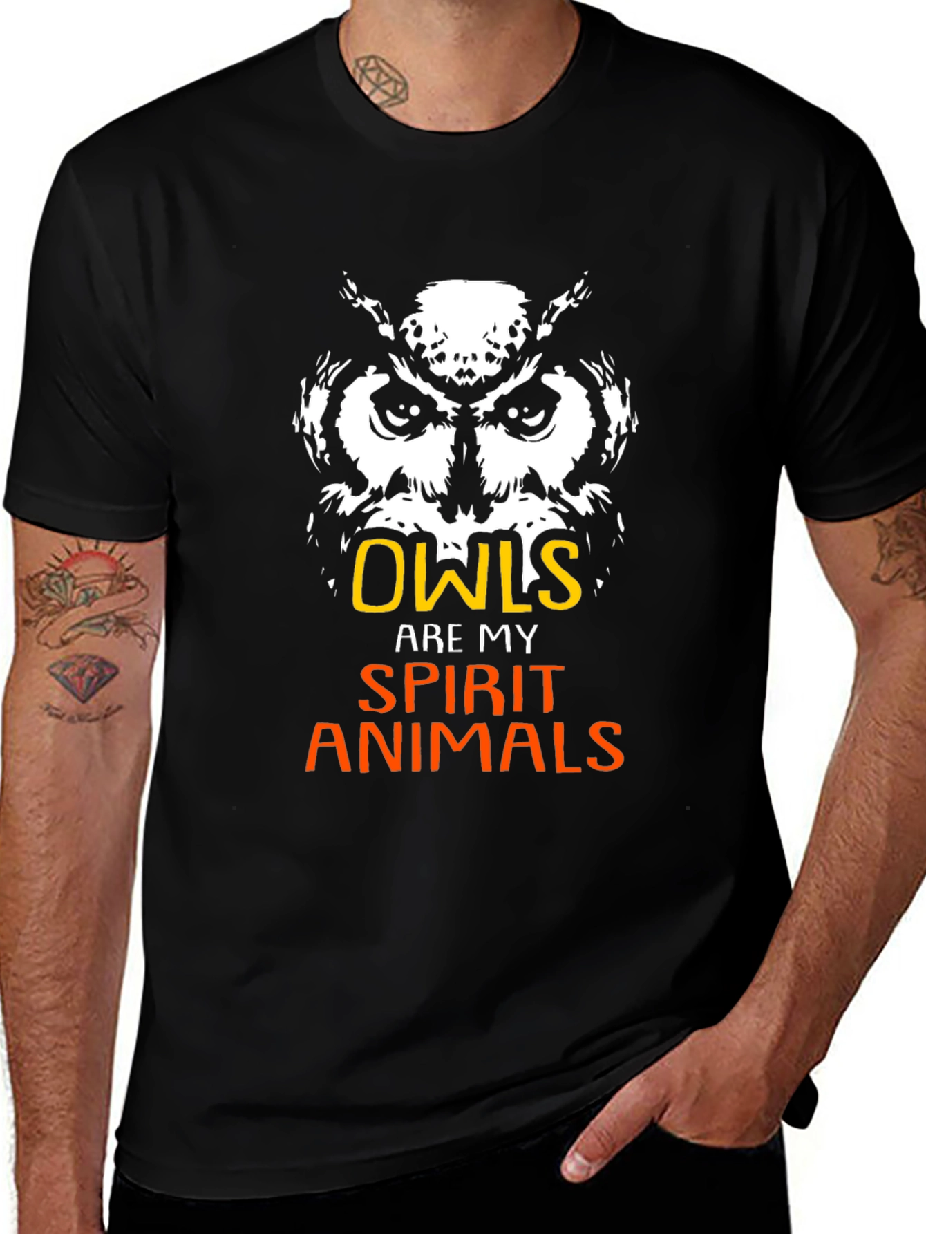Owl Spirit Animal T-Shirt - Black Graphic Tee