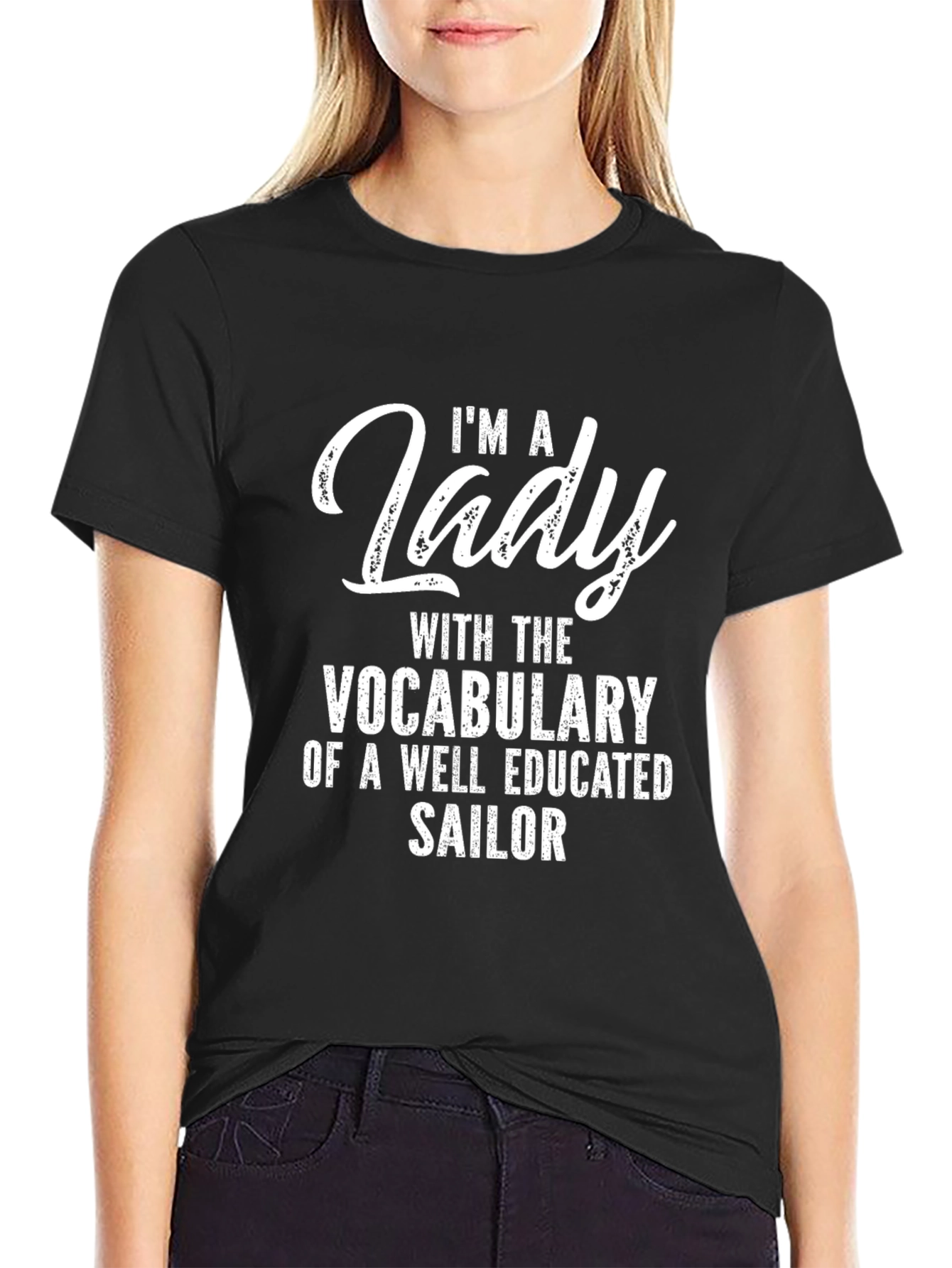 Im A Lady Sailor Graphic Tee - Black