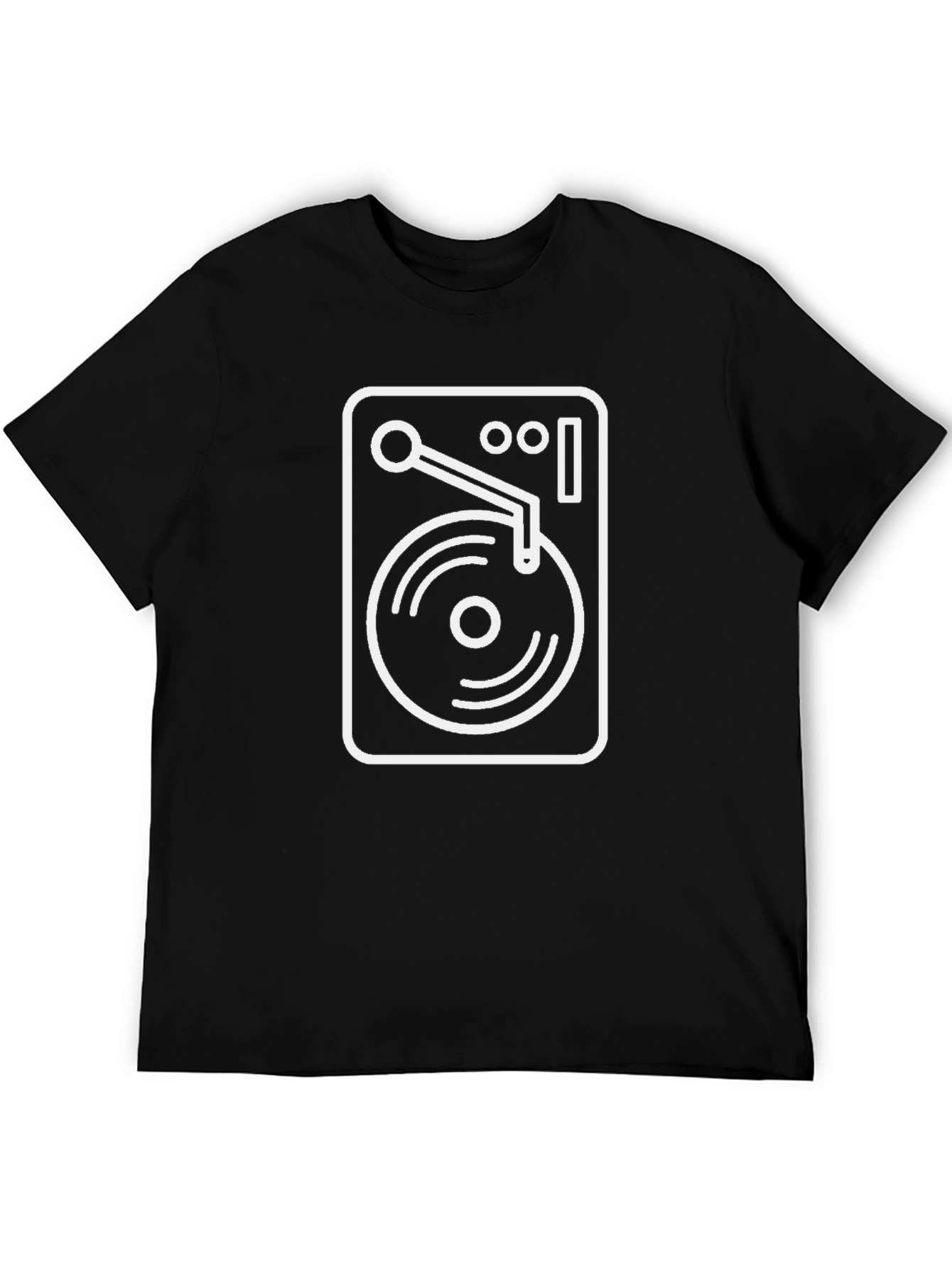 DJ Turntable Graphic Tee - Black Cotton Blend T-Shirt