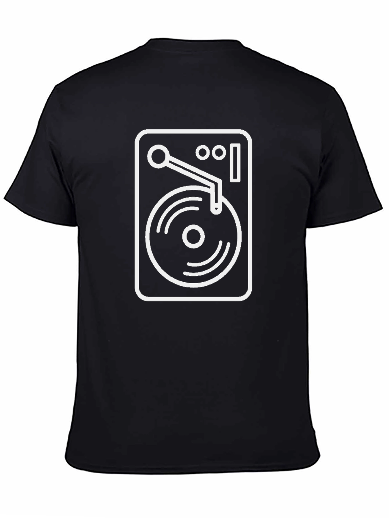 DJ Turntable Graphic Tee - Black Cotton Blend T-Shirt