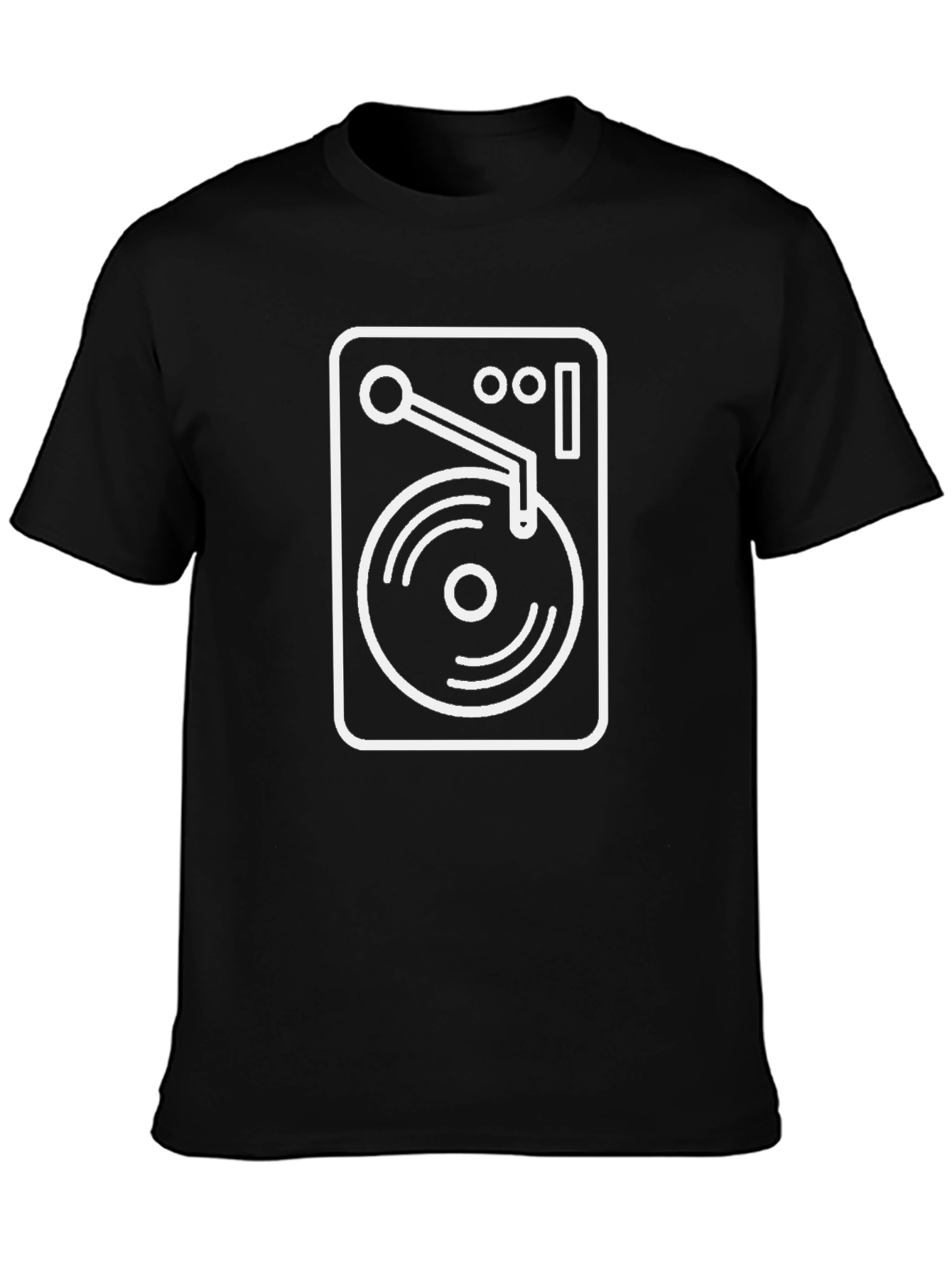 DJ Turntable Graphic Tee - Black Cotton Blend T-Shirt