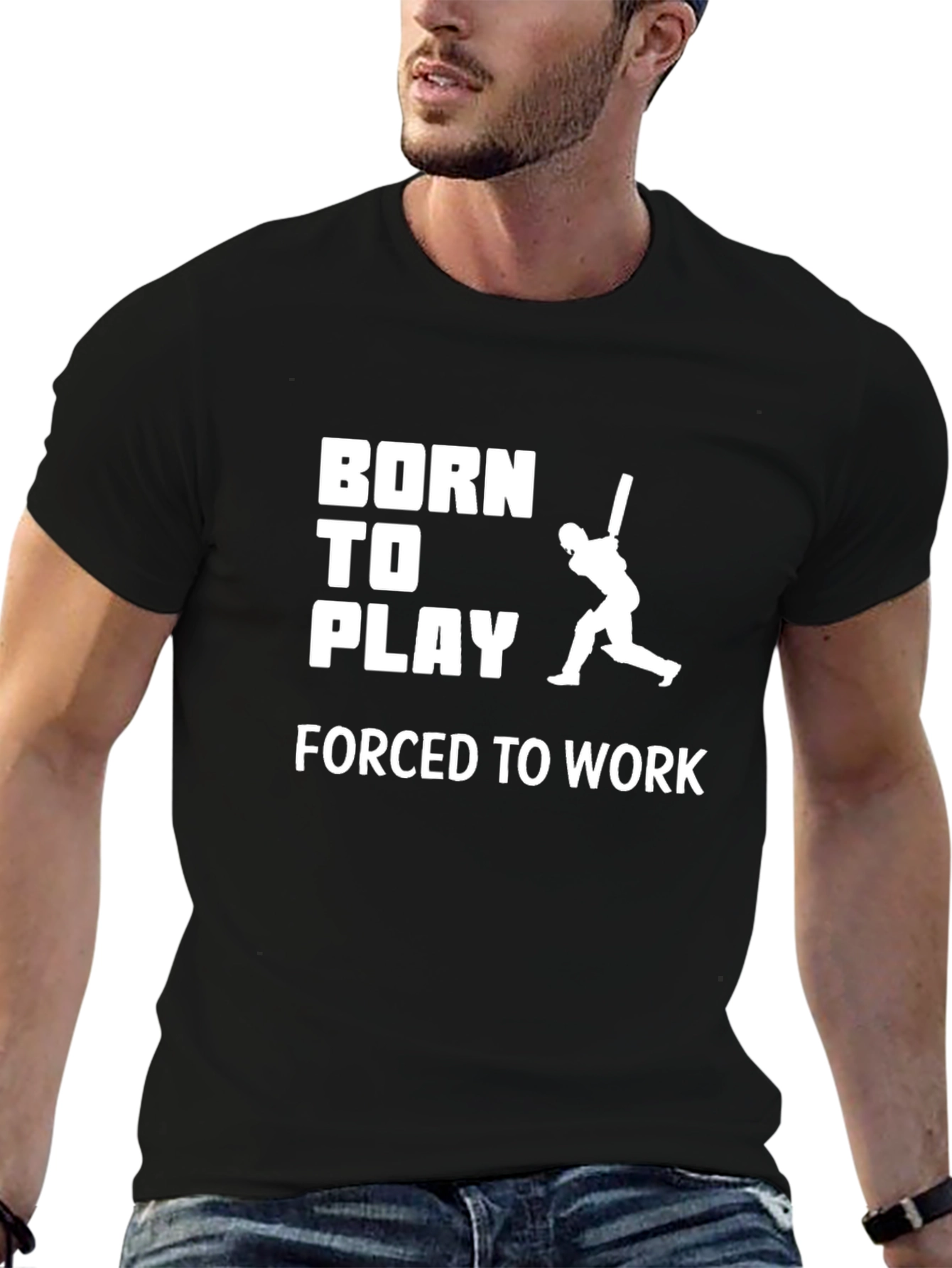 Born to Play Cricket Graphic T-Shirt - Black