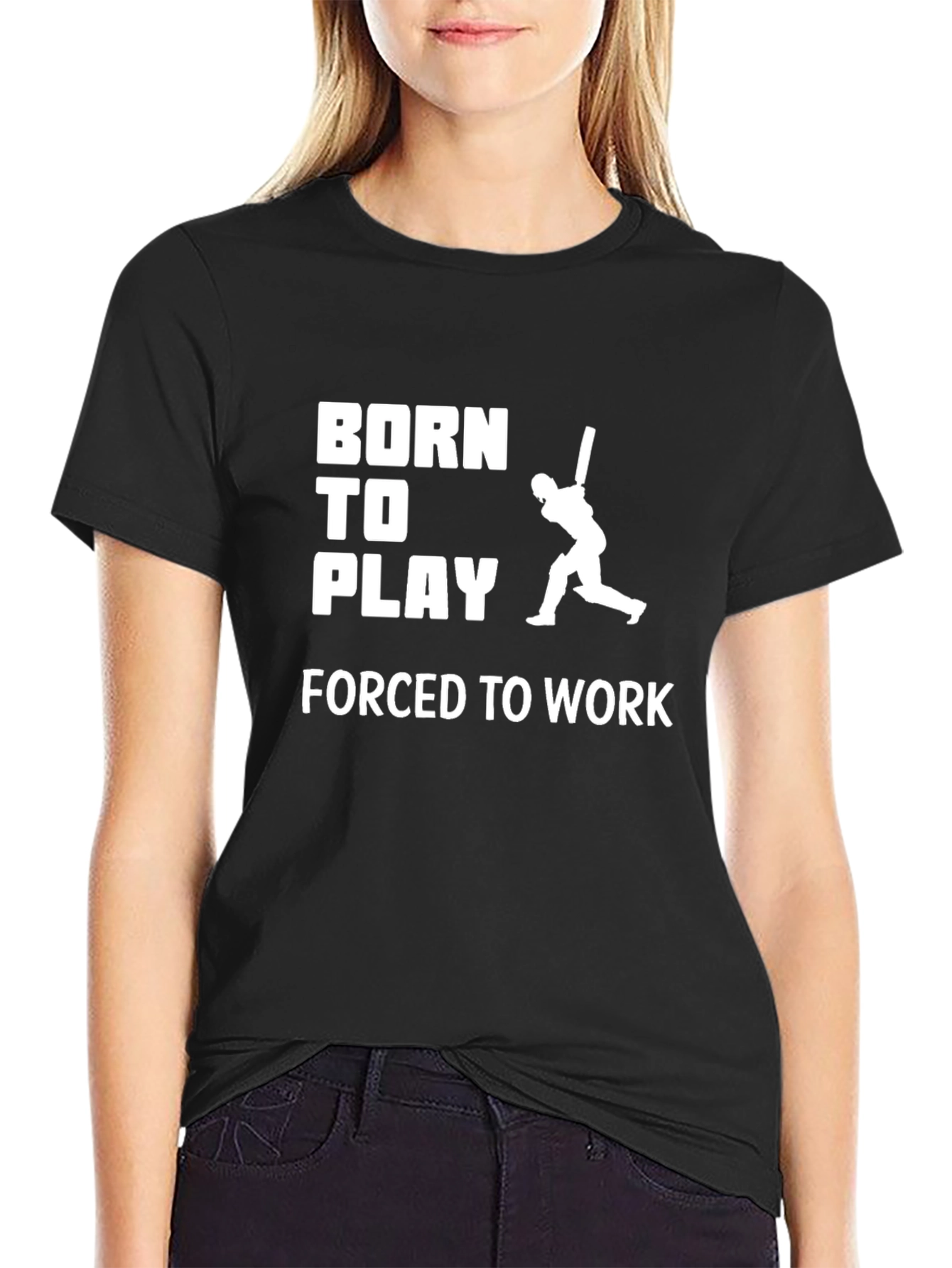 Born to Play Cricket Graphic T-Shirt - Black