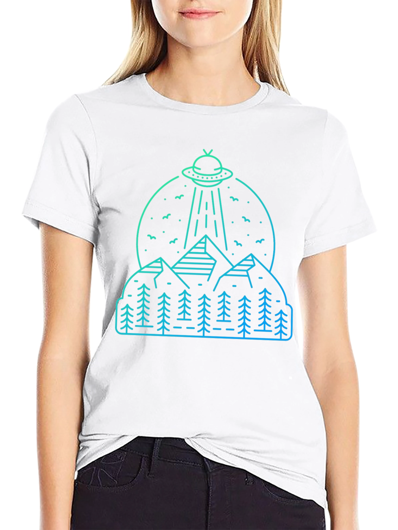 UFO Mountain Graphic T-Shirt - Mens Black Tee