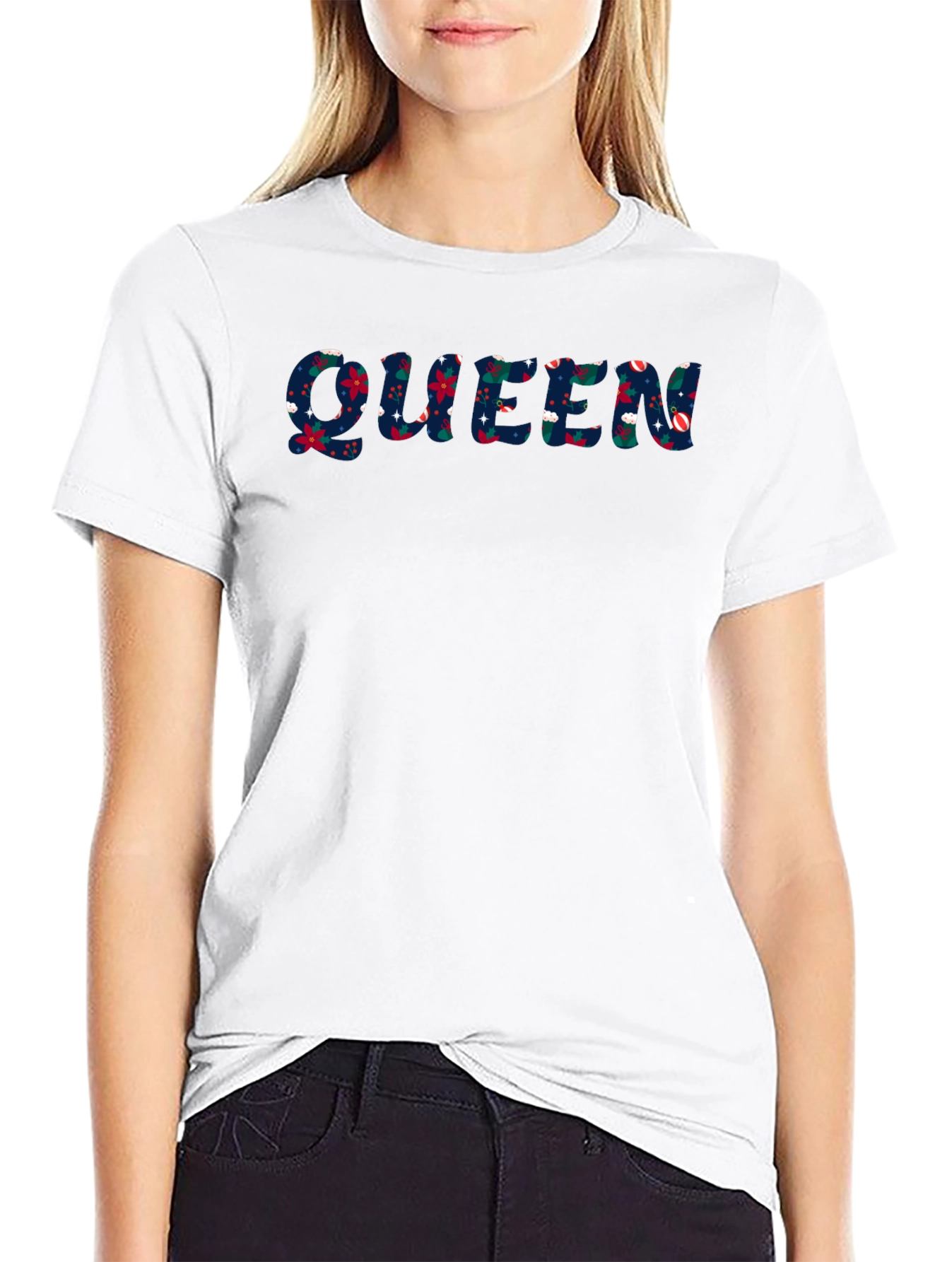 Floral Queen Graphic Black T-Shirt
