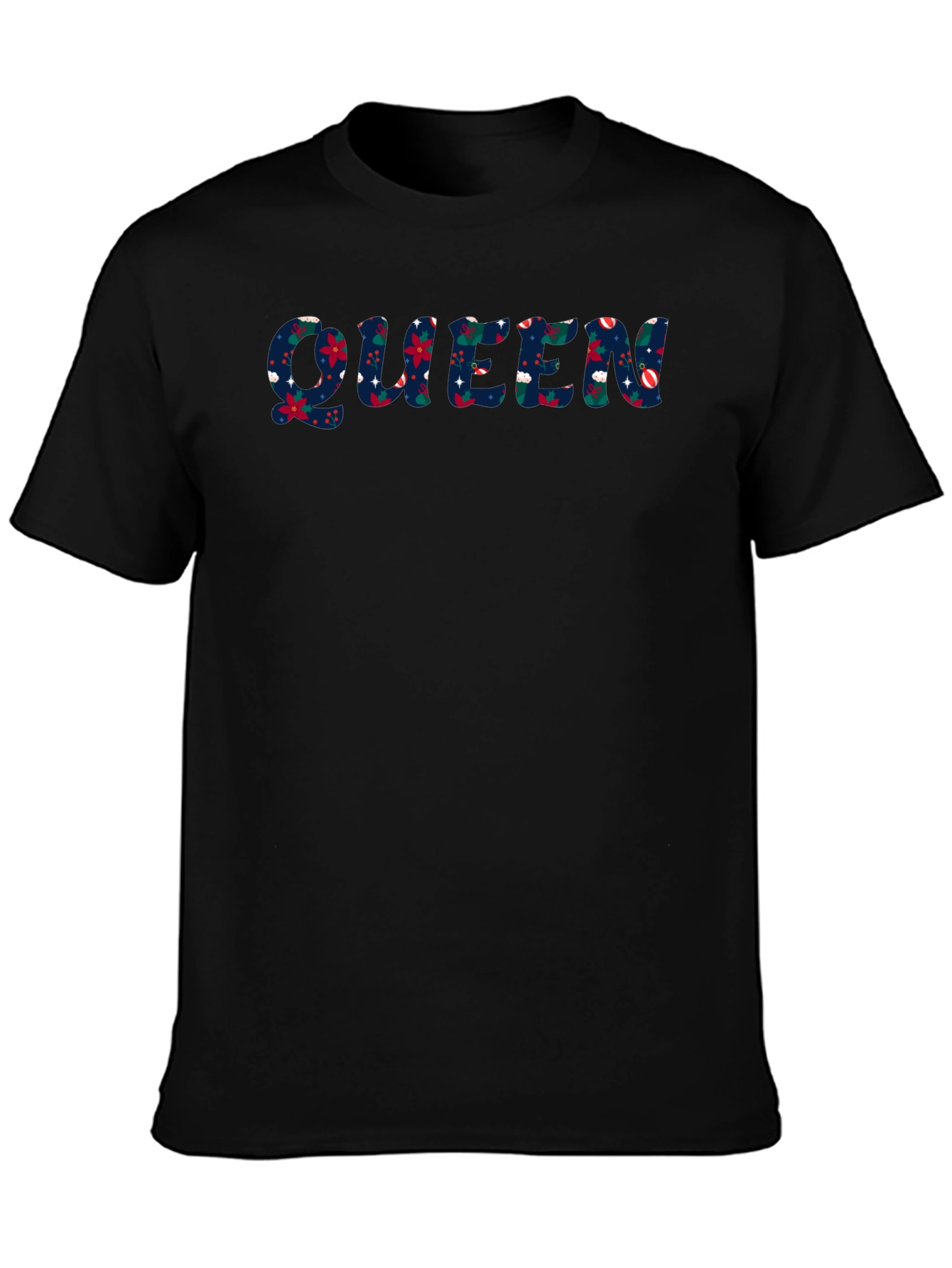 Floral Queen Graphic Black T-Shirt