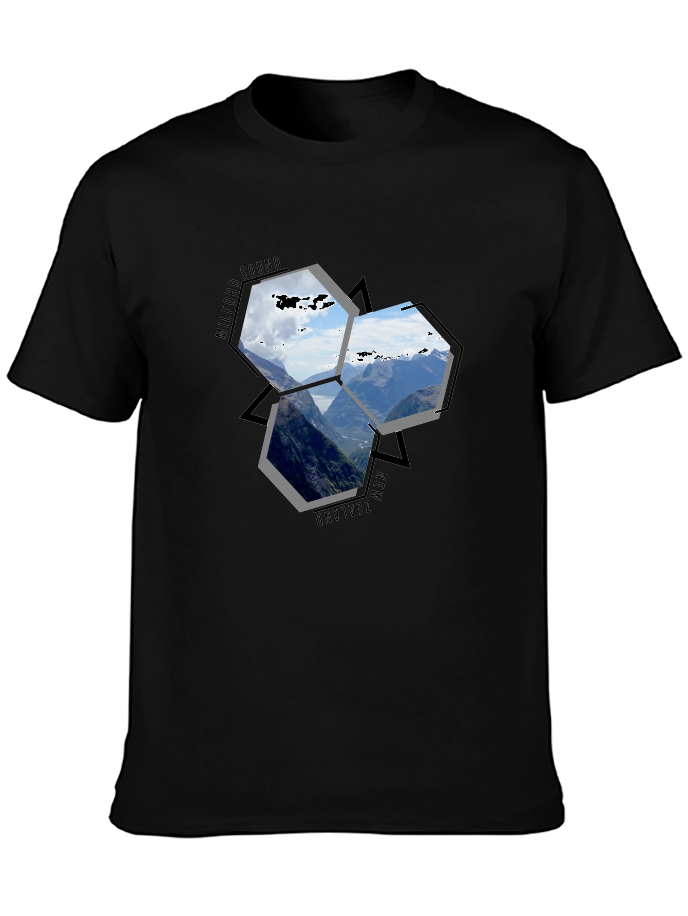 Milford Sound NZ Hexagon T-Shirt