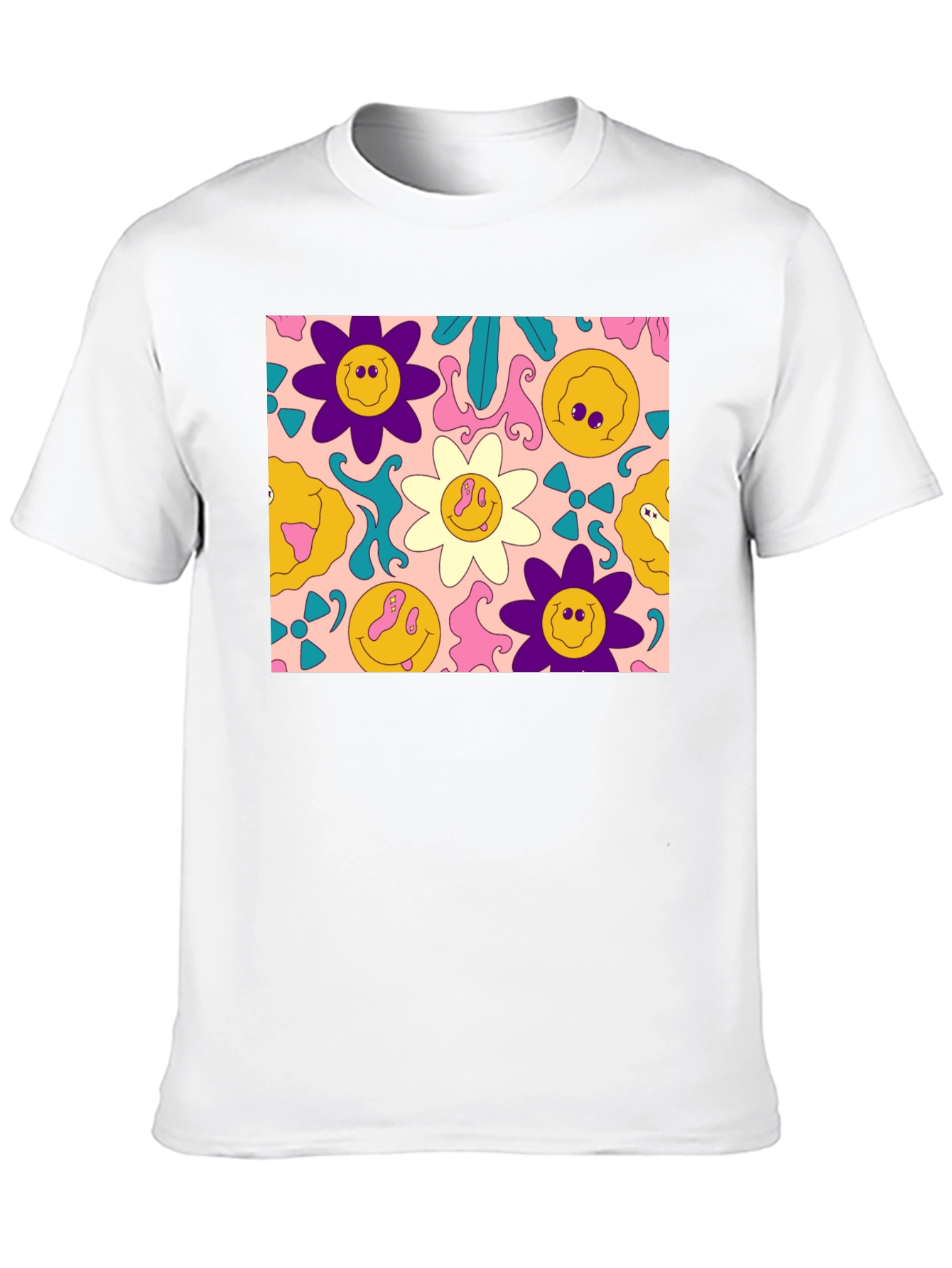 Groovy Retro Floral Graphic Tee - Black