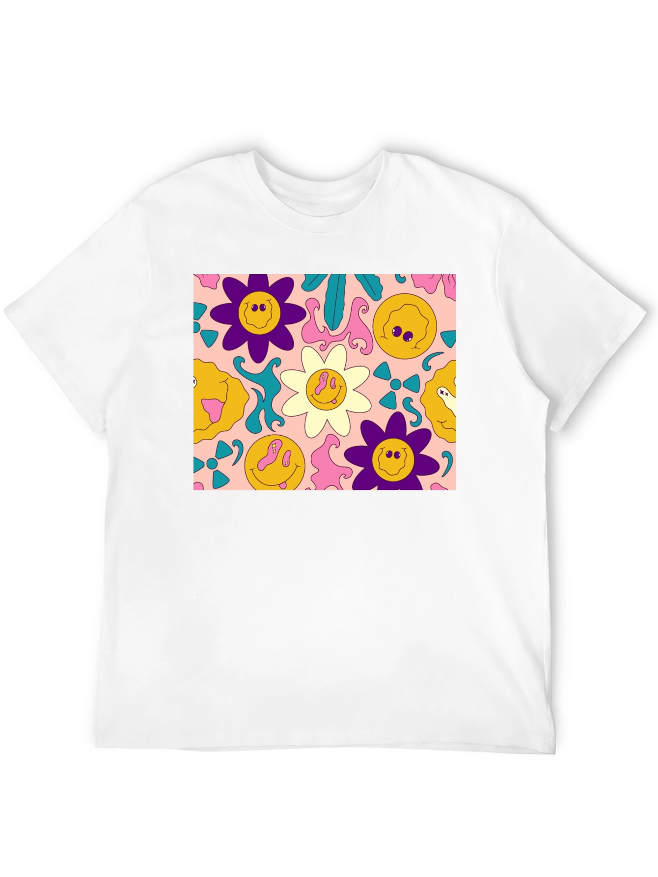 Groovy Retro Floral Graphic Tee - Black
