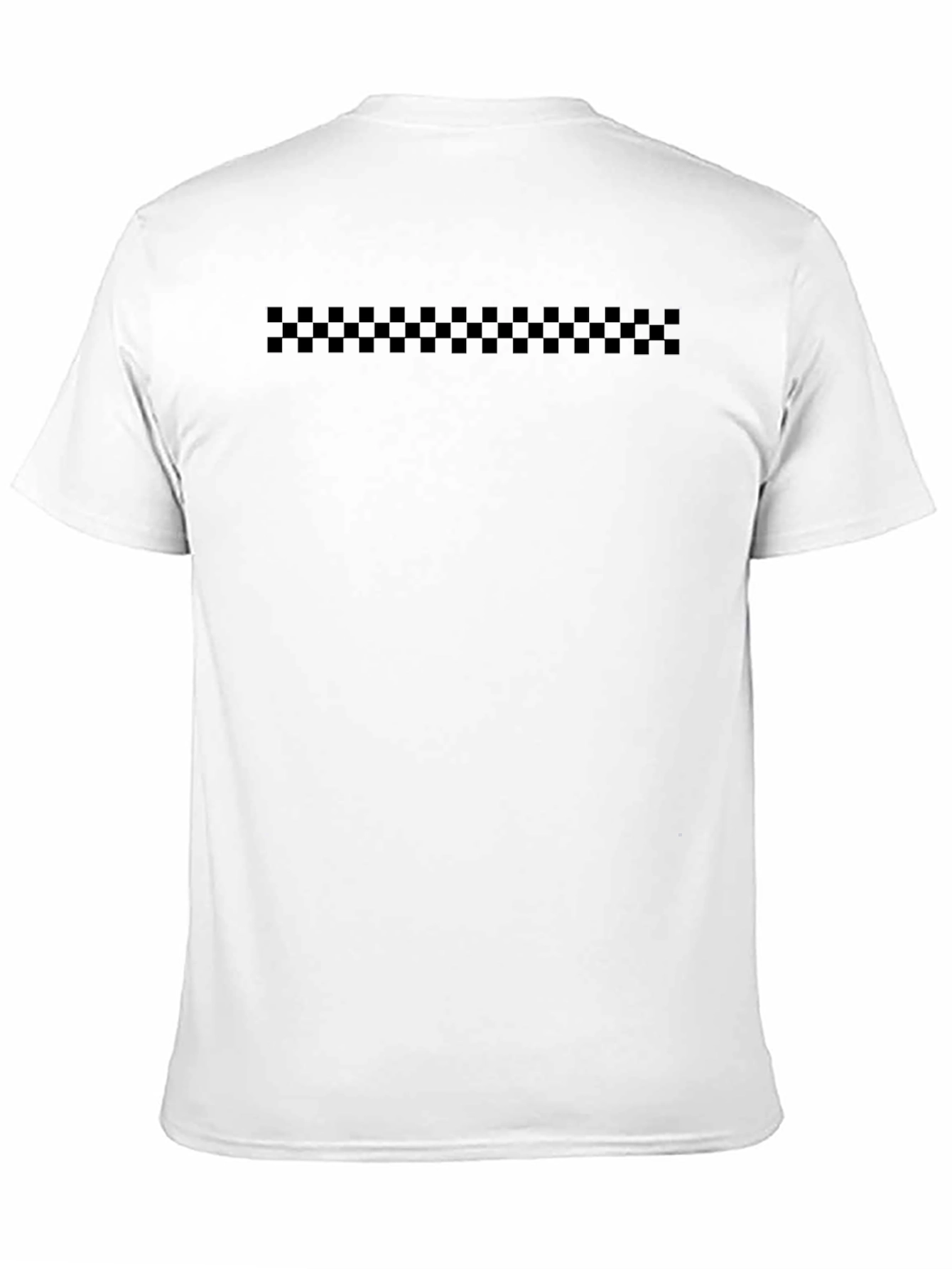 Black Checkerboard Striped Mens Crewneck Tee