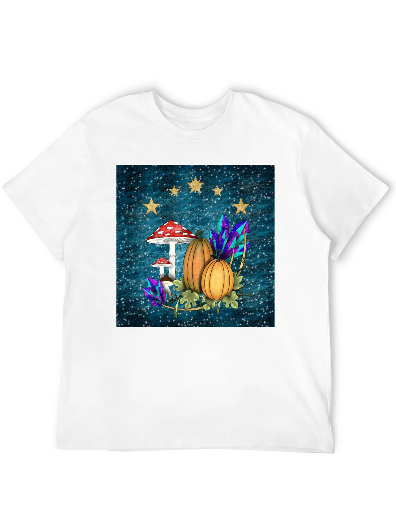 Whimsical Autumn T-Shirt - Pumpkins & Mushrooms