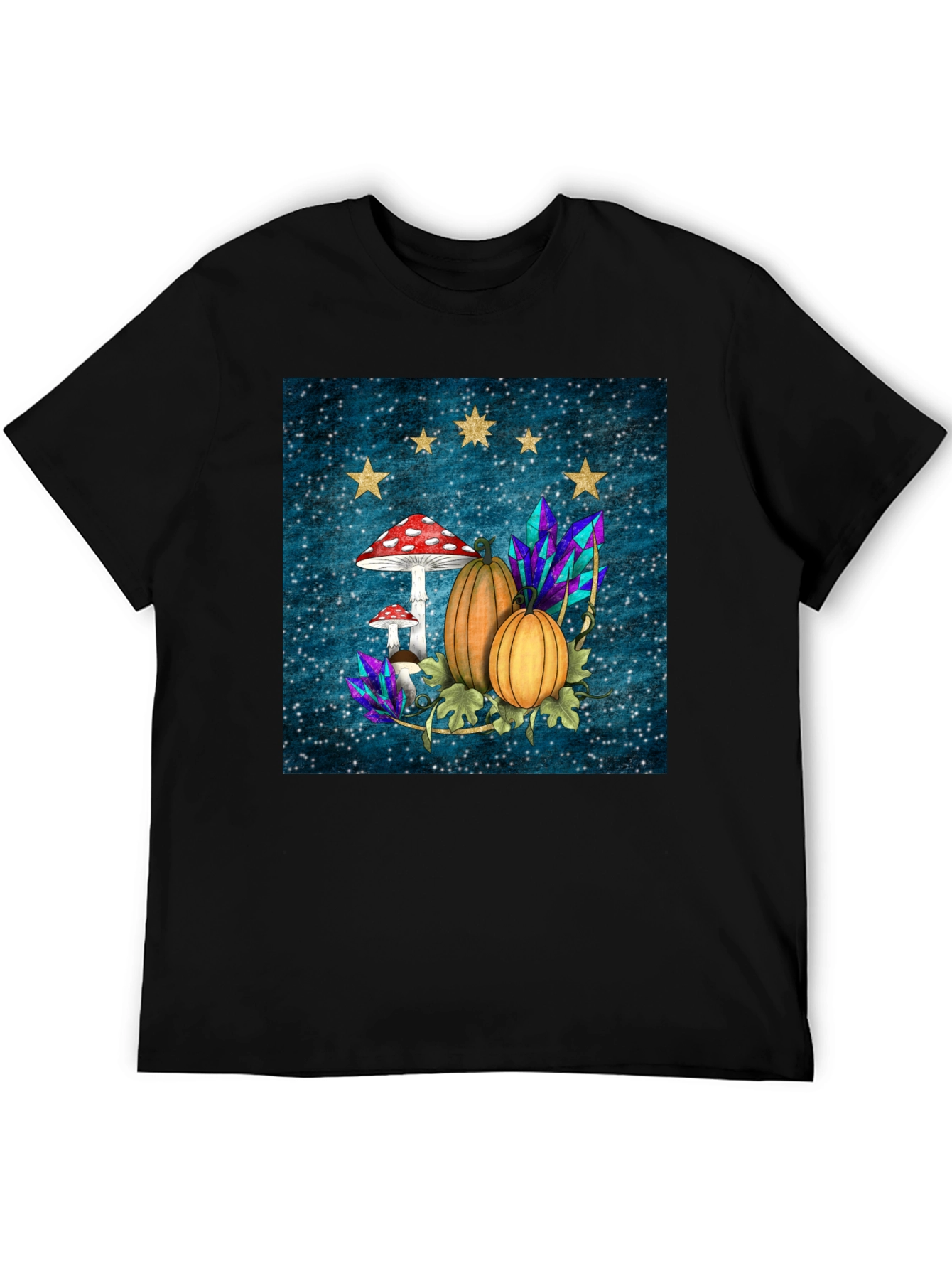 Whimsical Autumn T-Shirt - Pumpkins & Mushrooms