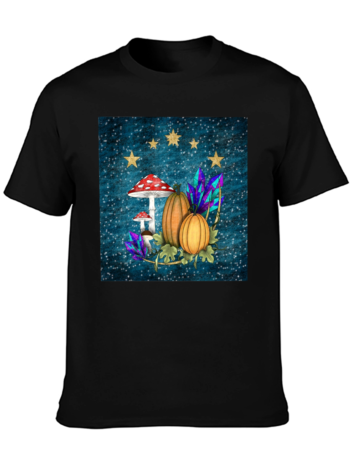 Whimsical Autumn T-Shirt - Pumpkins & Mushrooms