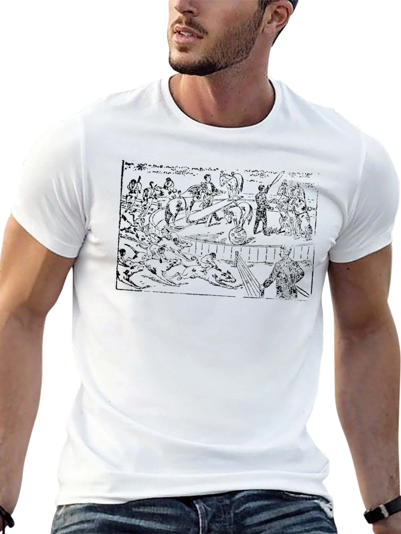 Graphic Black T-Shirt: Medieval Battle