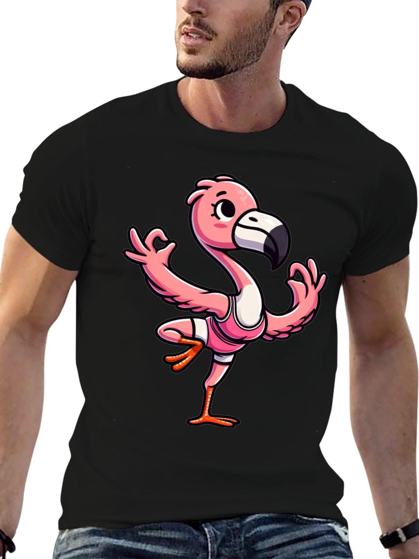 Yoga Flamingo Graphic Tee - Mens Black T-Shirt