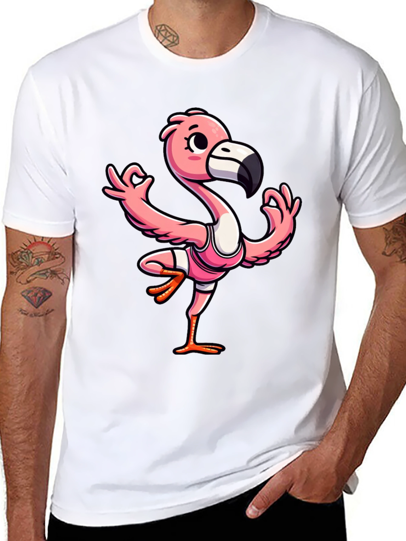 Yoga Flamingo Graphic Tee - Mens Black T-Shirt