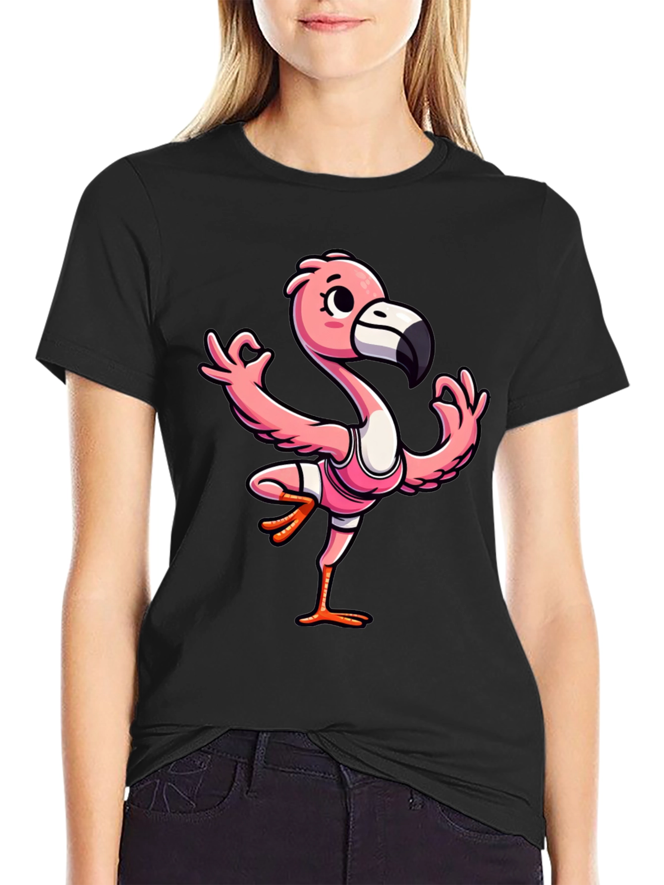 Yoga Flamingo Graphic Tee - Mens Black T-Shirt