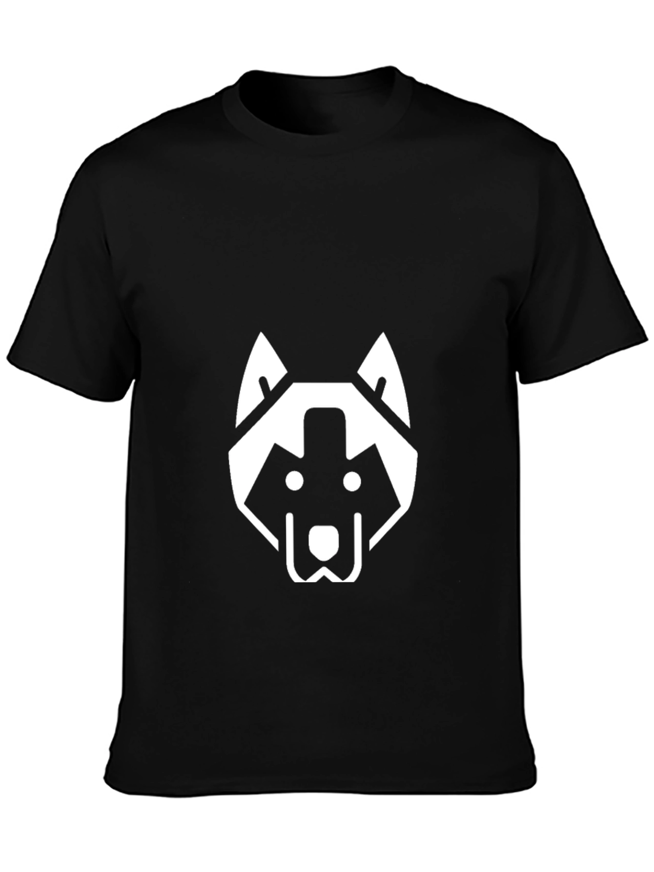 Geometric Dog Graphic T-Shirt - Black