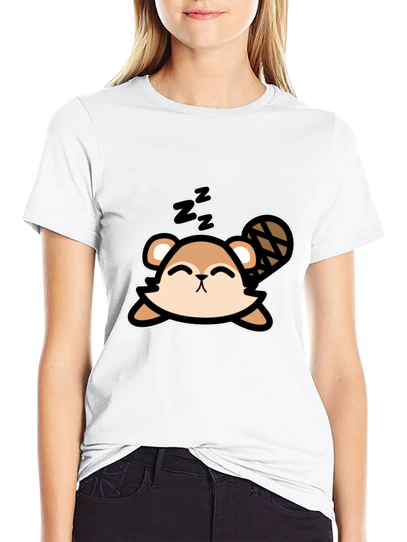Cute Sleeping Beaver T-Shirt - Soft Cotton Tee