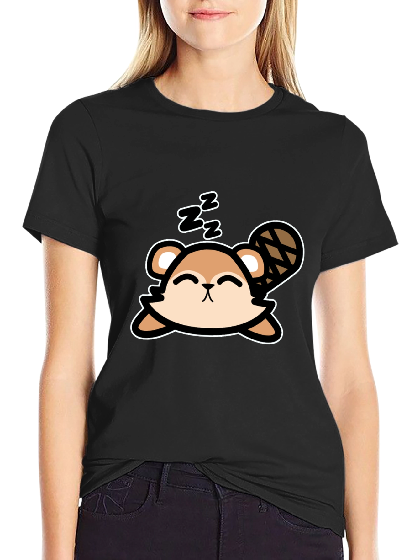 Cute Sleeping Beaver T-Shirt - Soft Cotton Tee