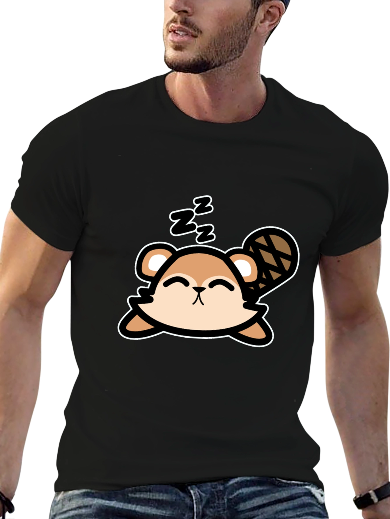 Cute Sleeping Beaver T-Shirt - Soft Cotton Tee