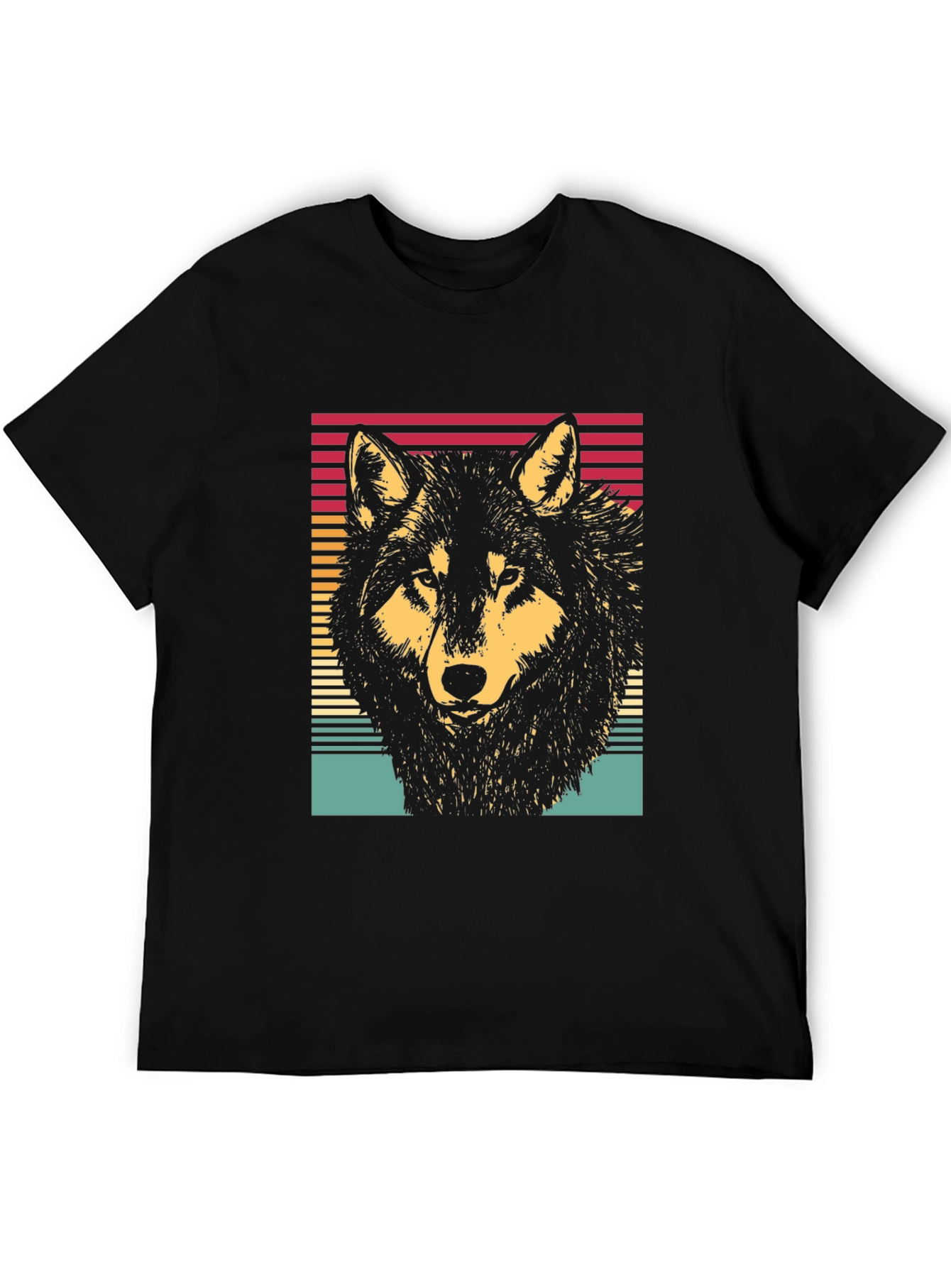 Retro Wolf Graphic Tee - Black