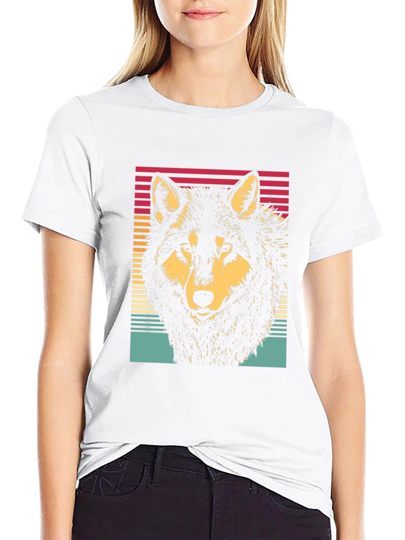 Retro Wolf Graphic Tee - Black