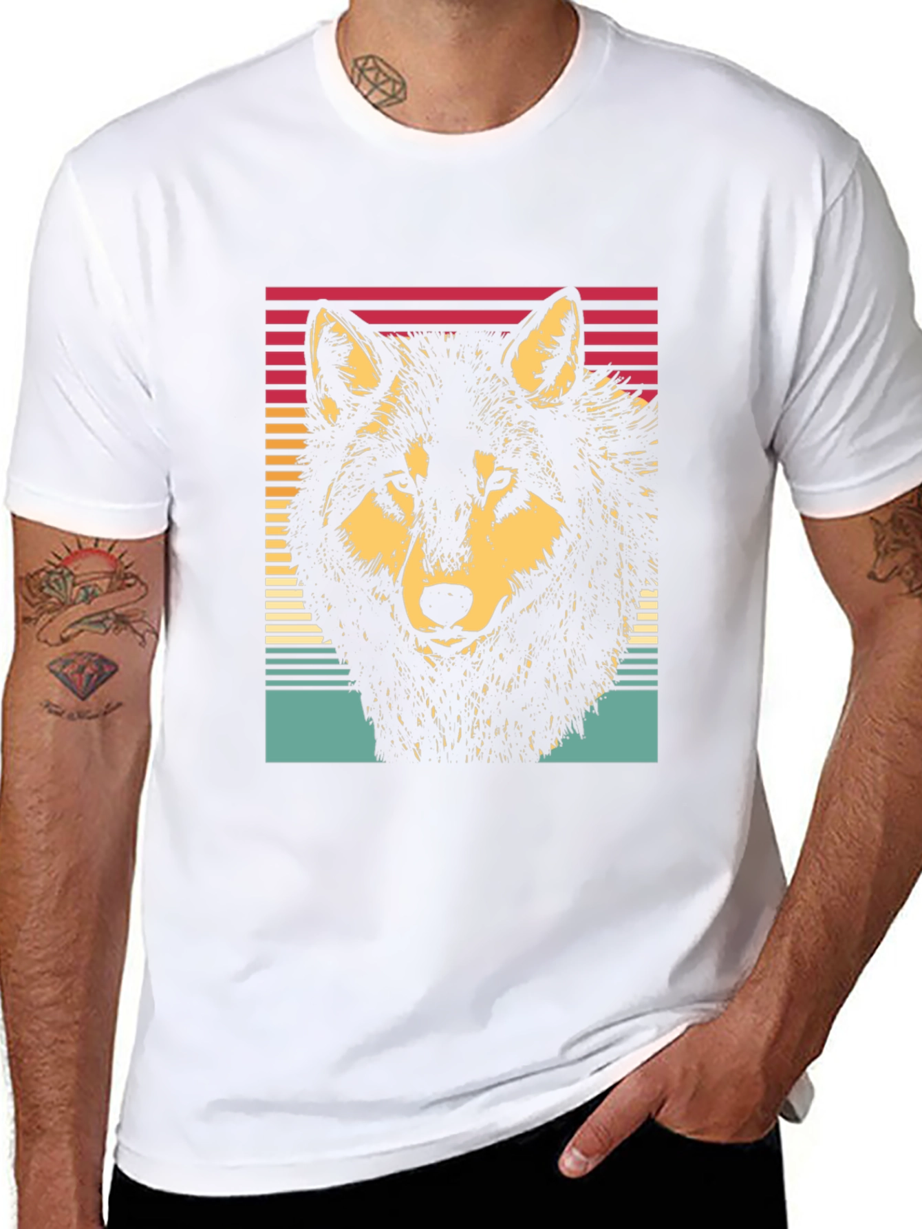 Retro Wolf Graphic Tee - Black