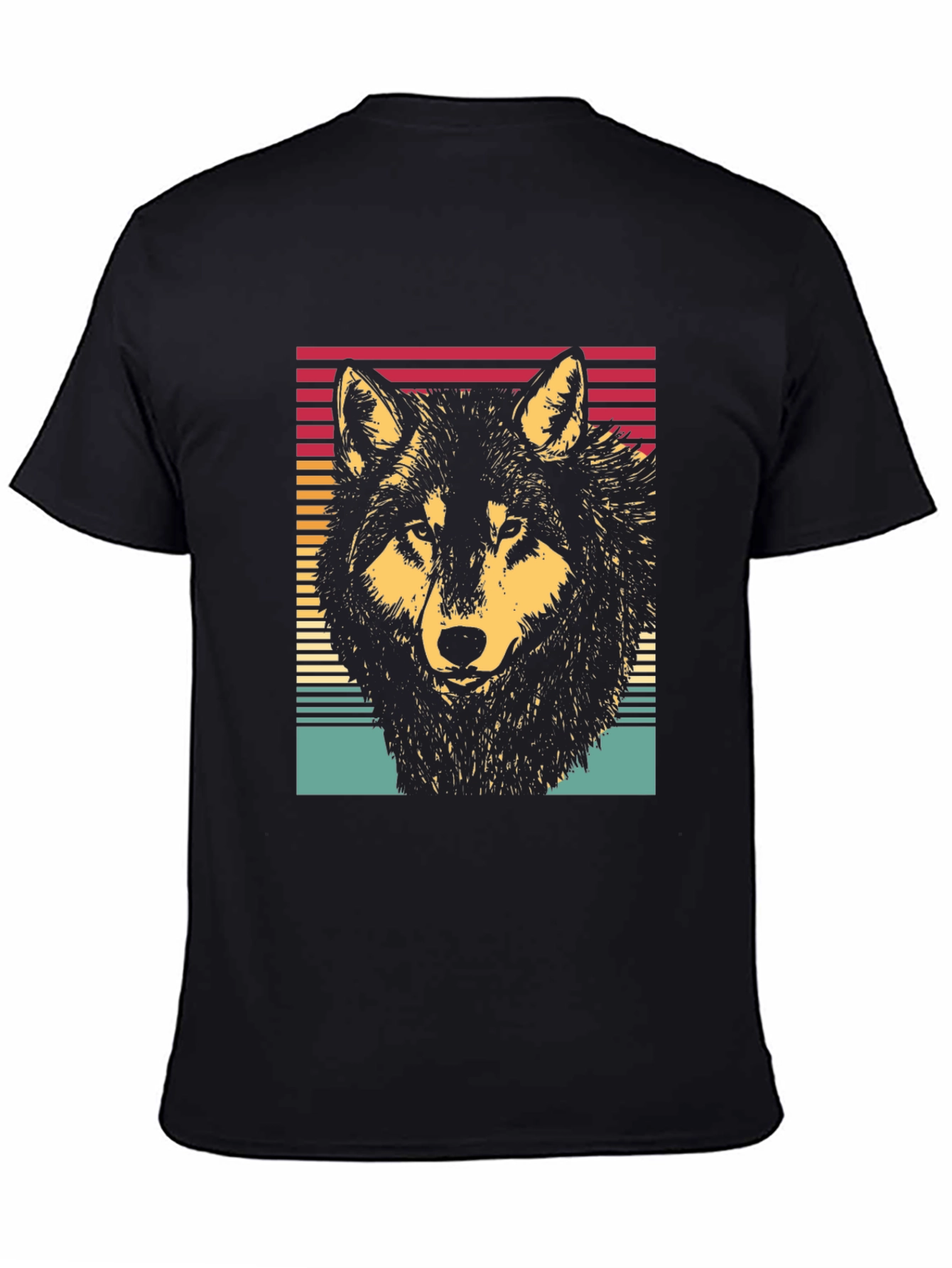Retro Wolf Graphic Tee - Black