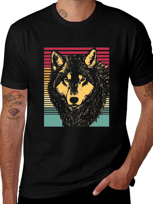 Retro Wolf Graphic Tee - Black