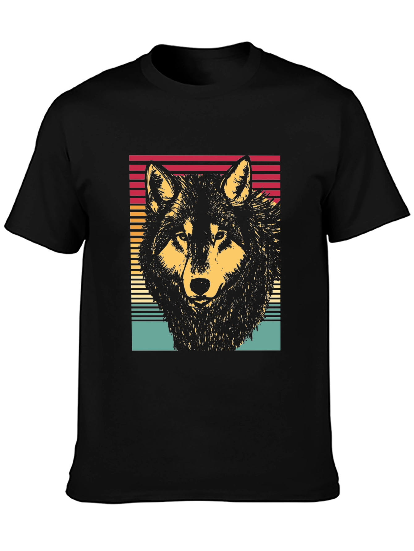 Retro Wolf Graphic Tee - Black