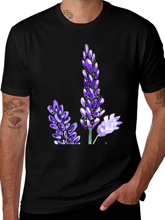 Black T-Shirt with Floral Print