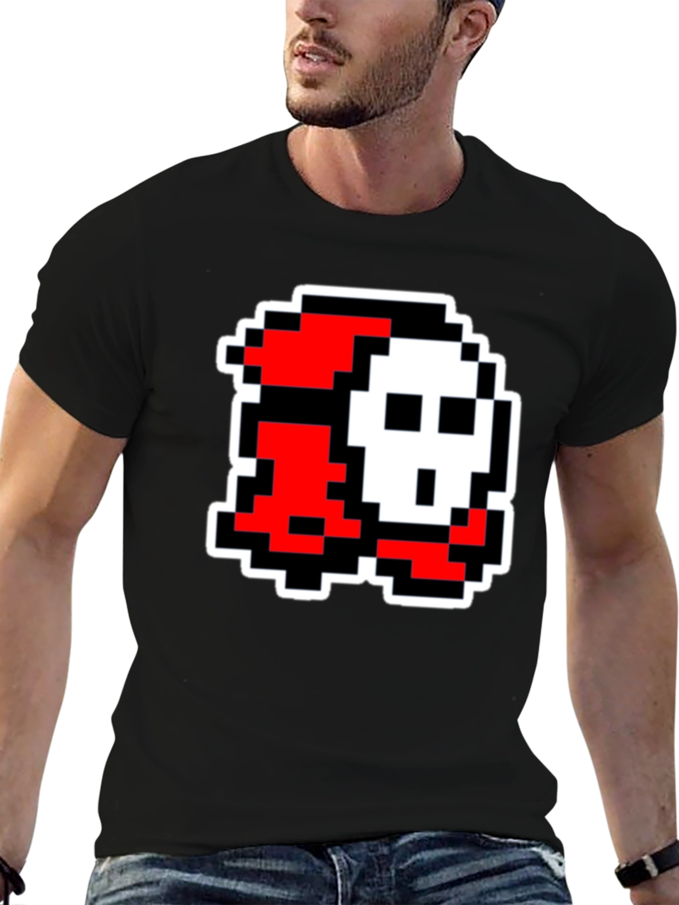 Pixel Art Character Graphic Tee - Black